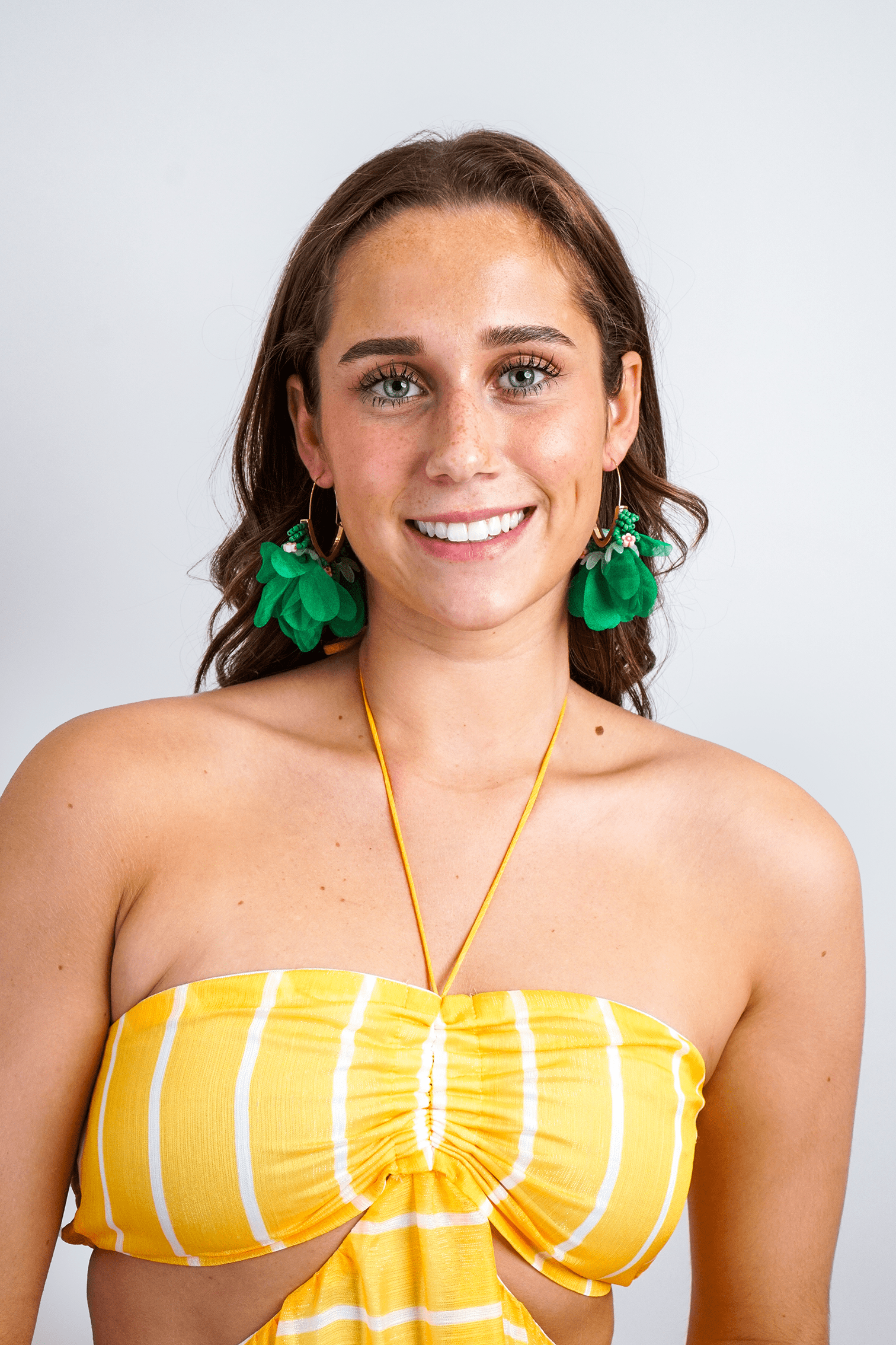 DCD EARRINGS Green Mesh Petal Tassel Beaded Earrings