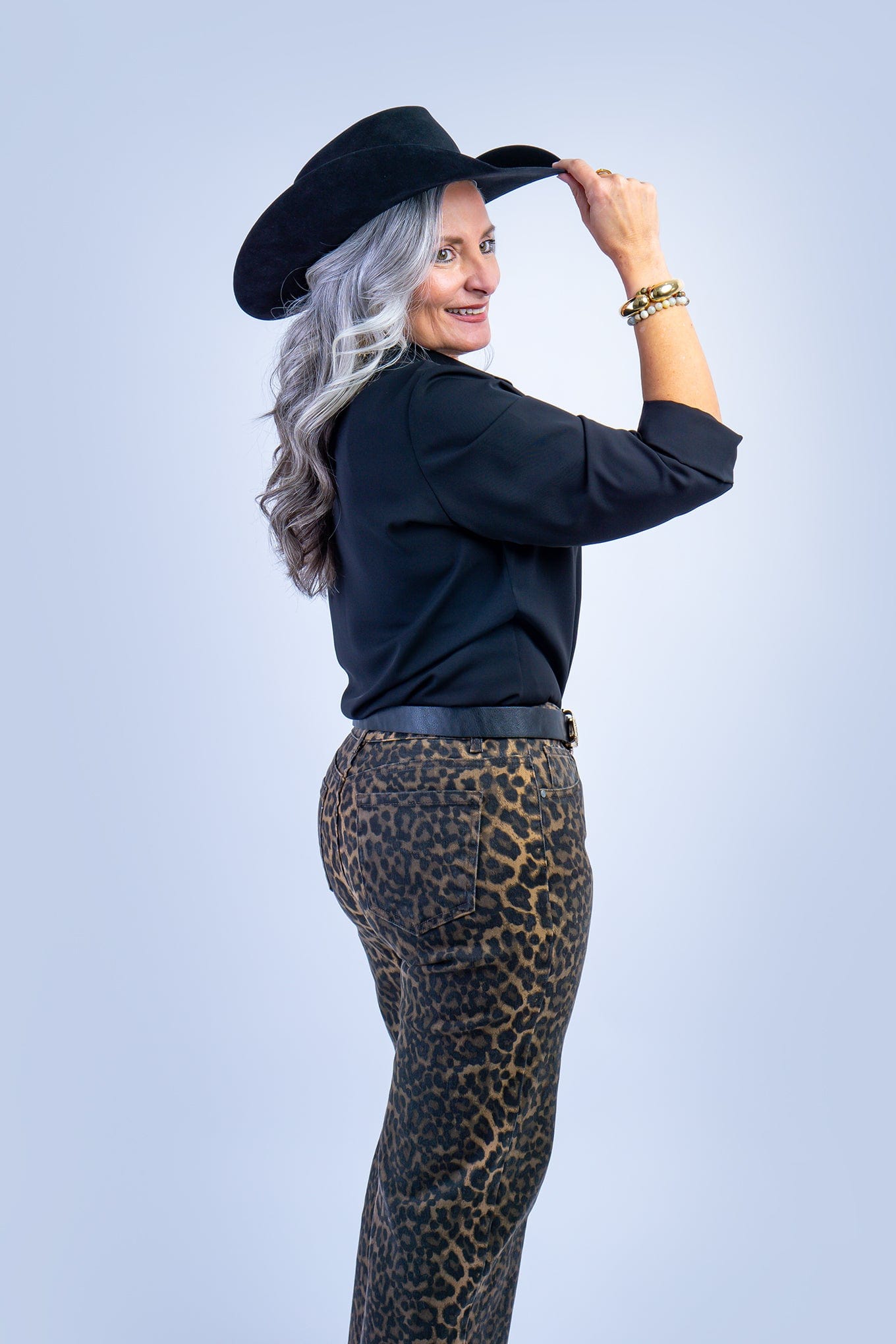 Leopard Denim Straight Pant