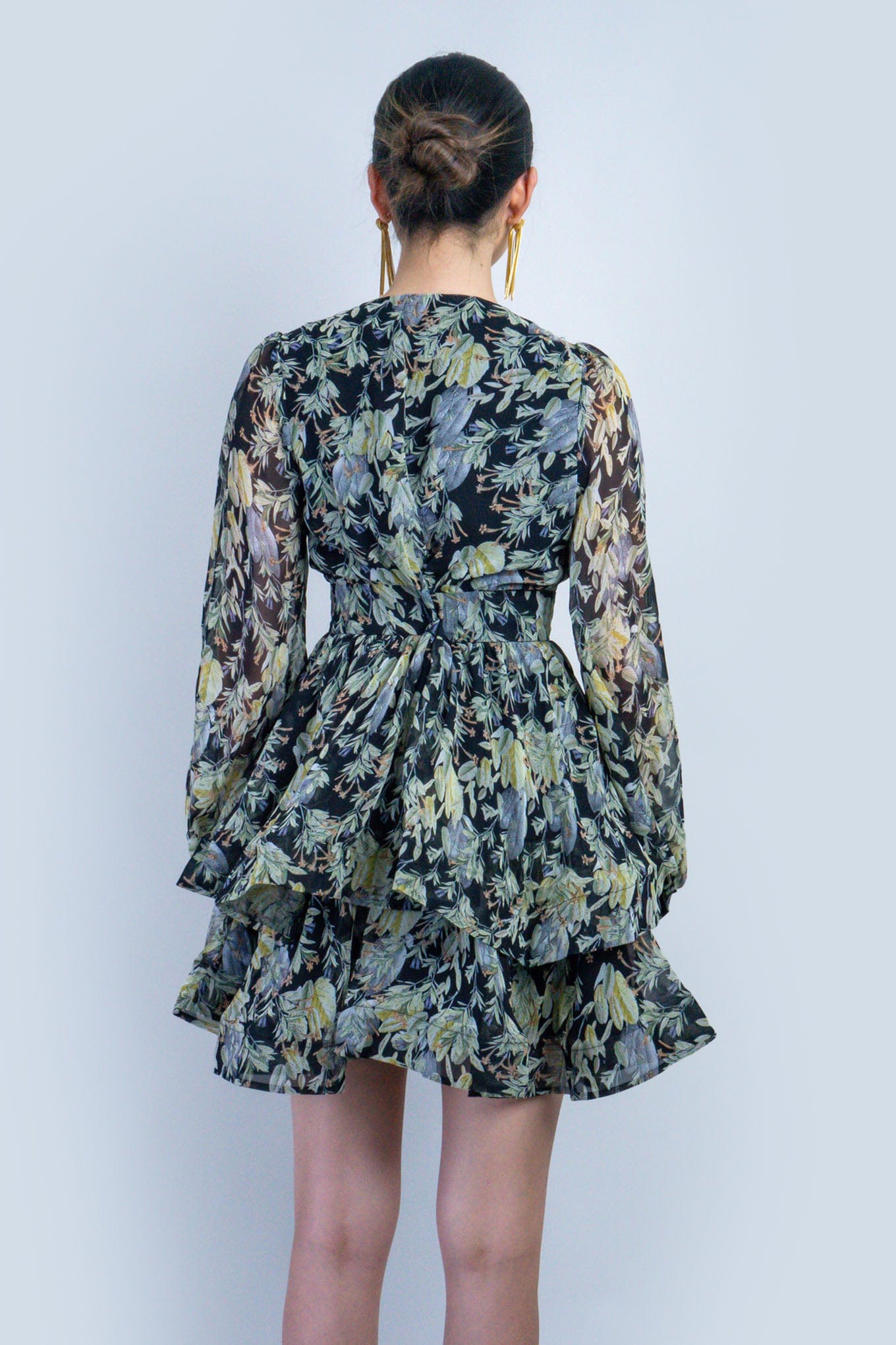 DCD DRESSES Black Floral Print Skater Dress