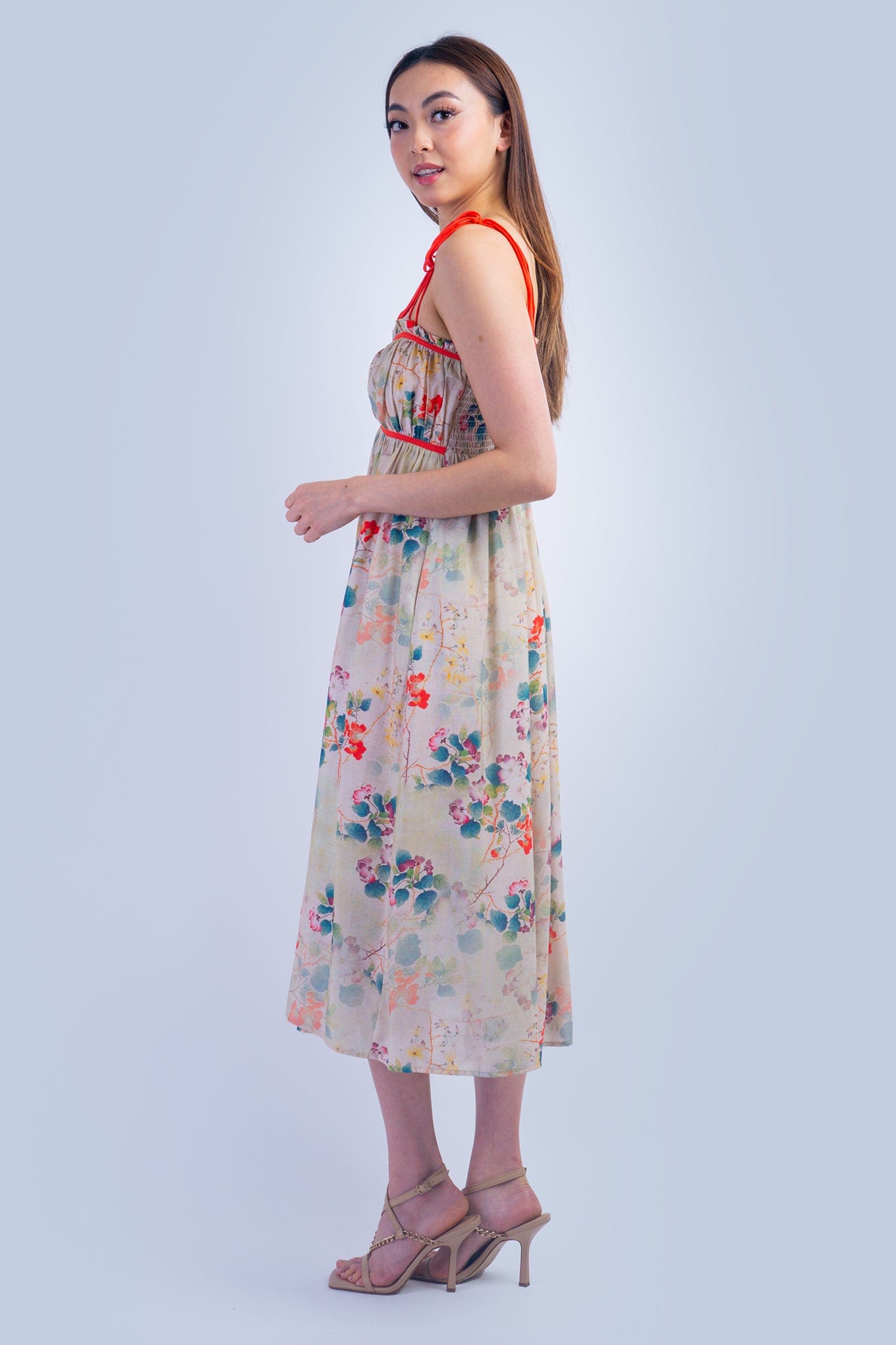 DCD DRESSES Empire Straps Floral Ivory Summer Dress