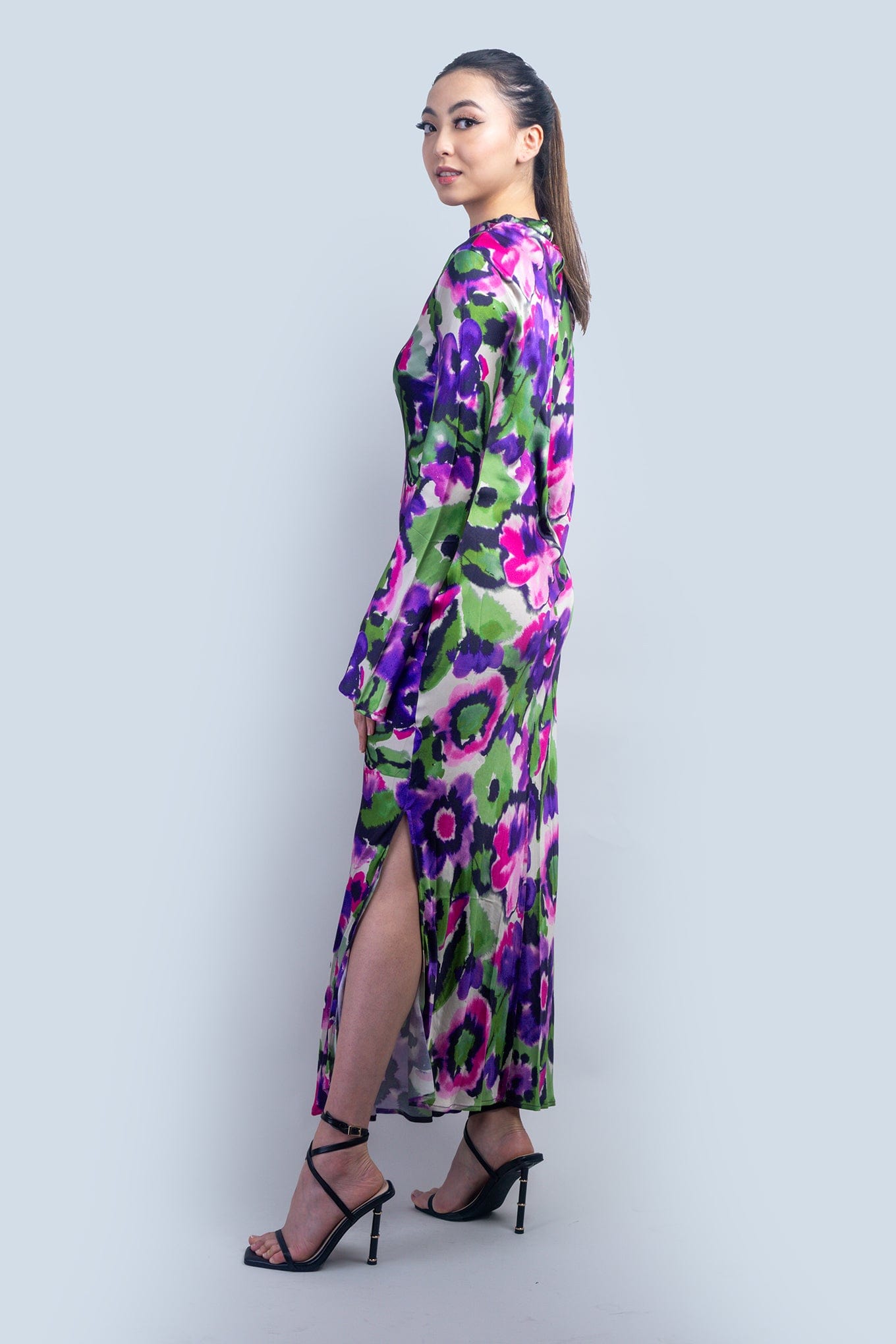 DCD DRESSES Floral Bias Mock Nk Dress