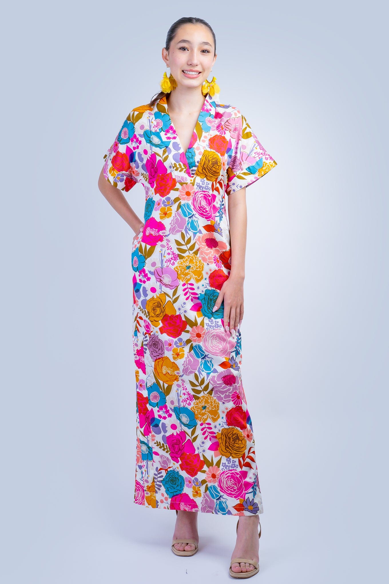 Chloe Dao DRESSES Floral Multi Cotton Kiko Kimono Dress