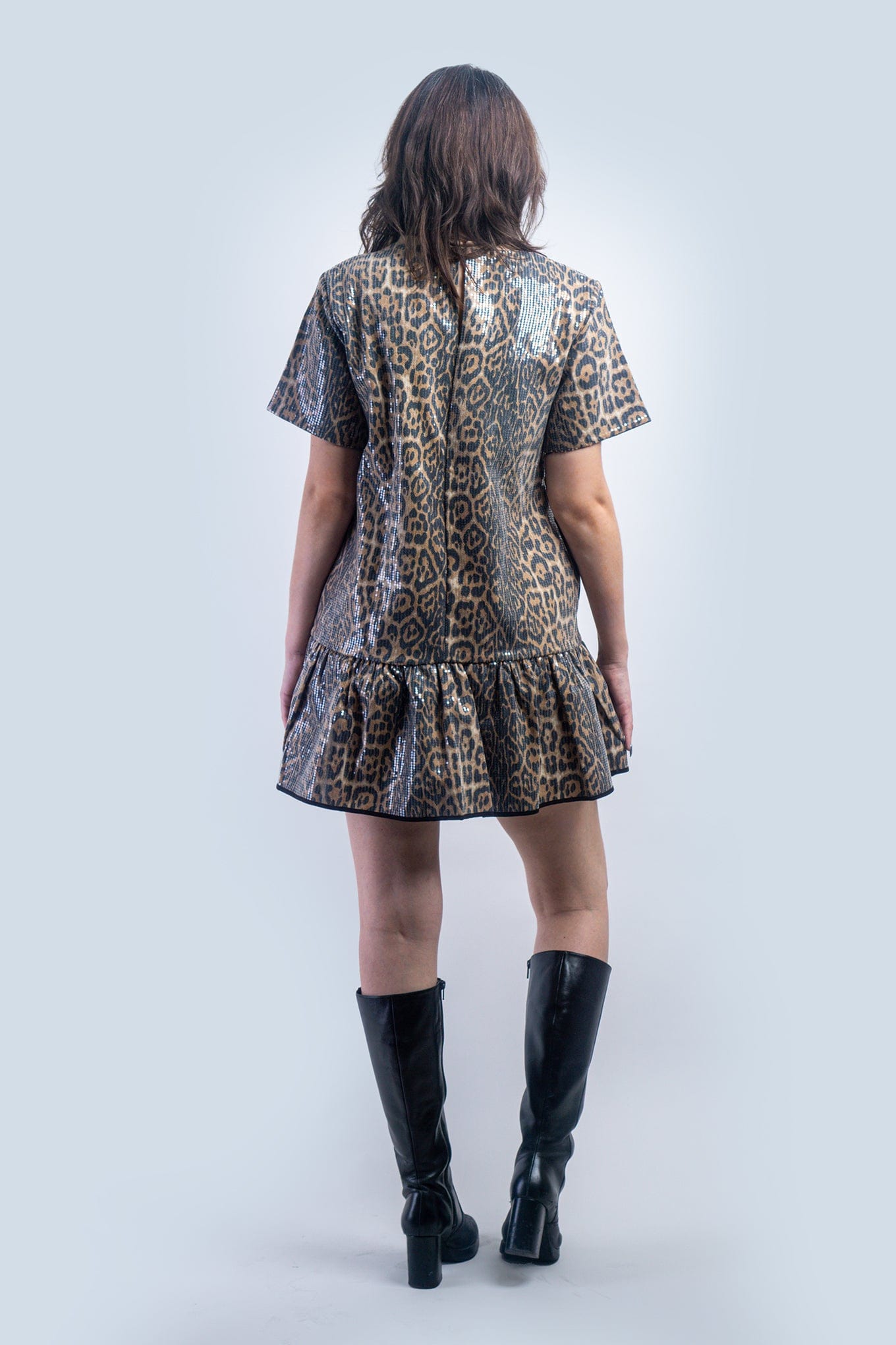 DCD DRESSES Leopard Sequin Shift Dress