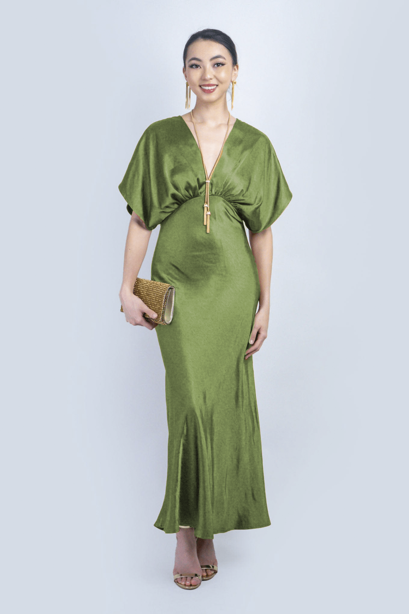 DCD DRESSES Olive Dolman Sleeve Midi Dress