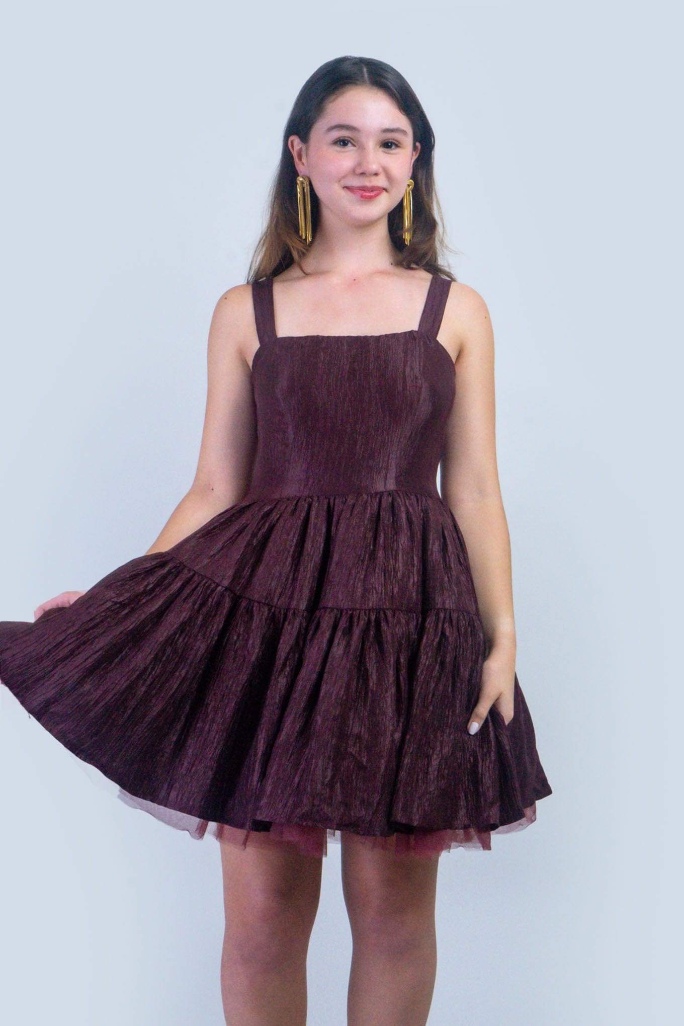 DCD DRESSES Oxblood Tiered Fit and Flare Dress