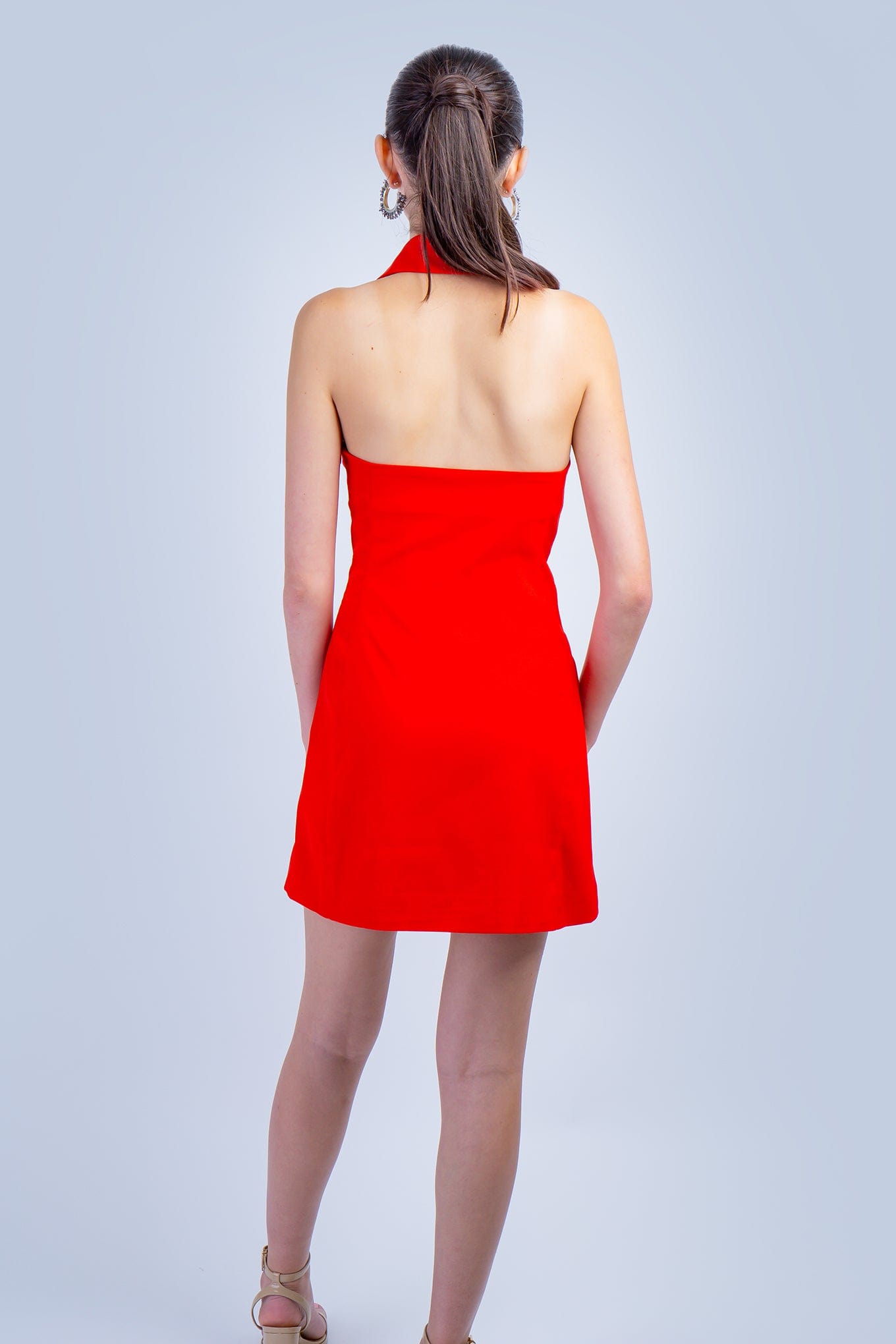 DCD DRESSES Red Halter Blazer Dress