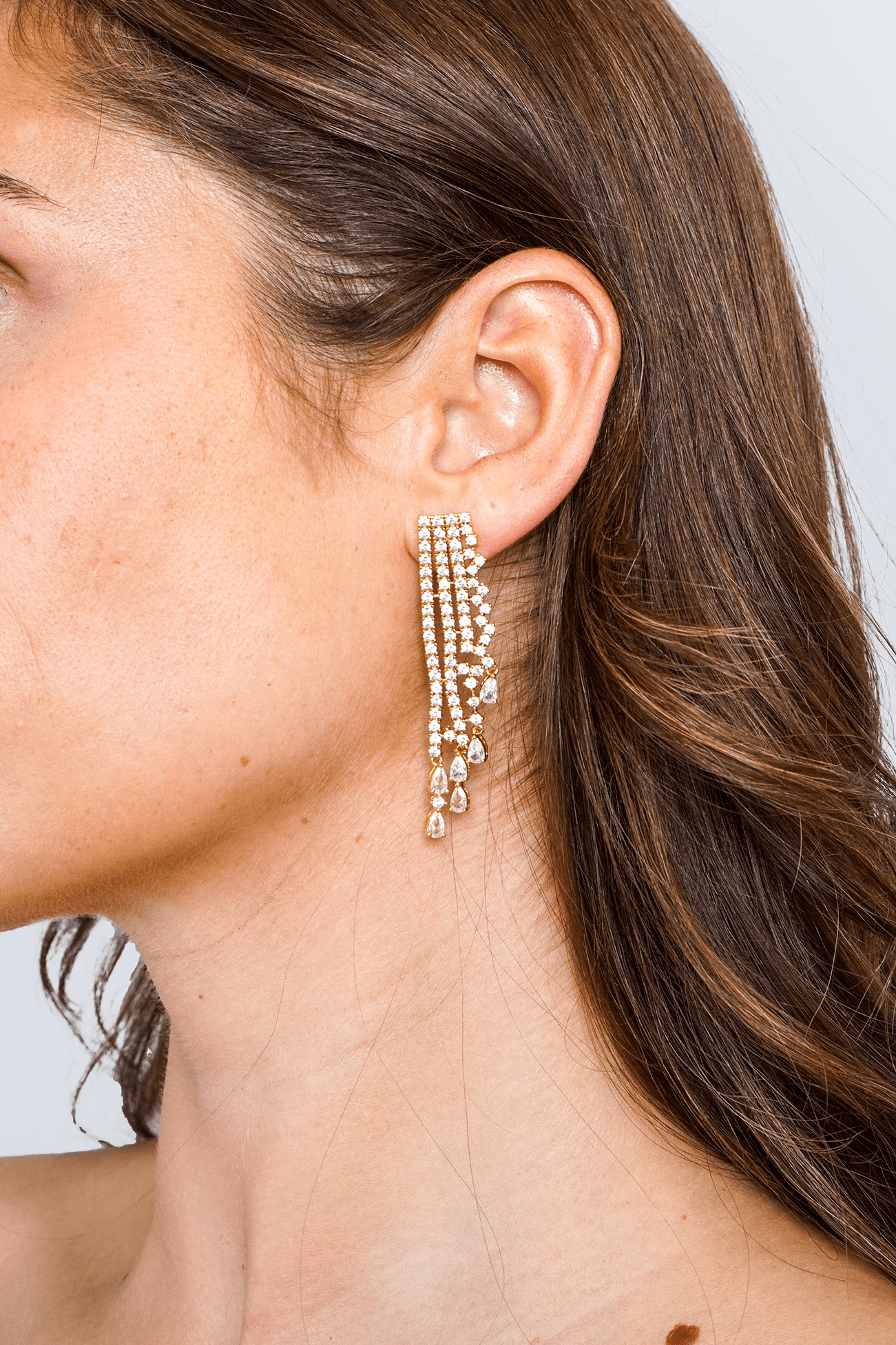 DCD EARRINGS Copper Inlaid Zirconium Tassel Earrings