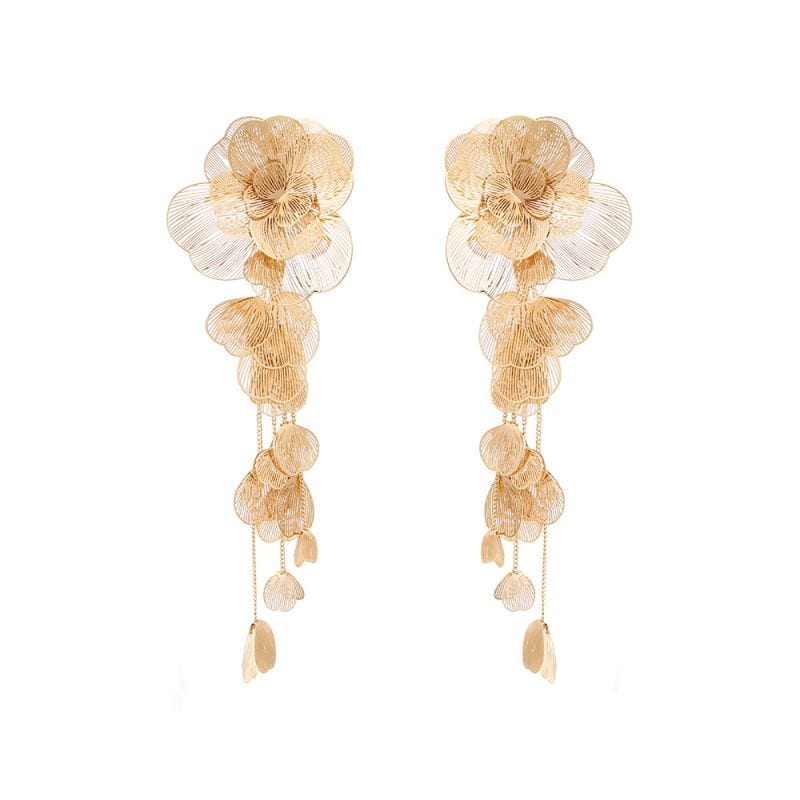 DCD EARRINGS Fashion Gold Metal Petal Earrings