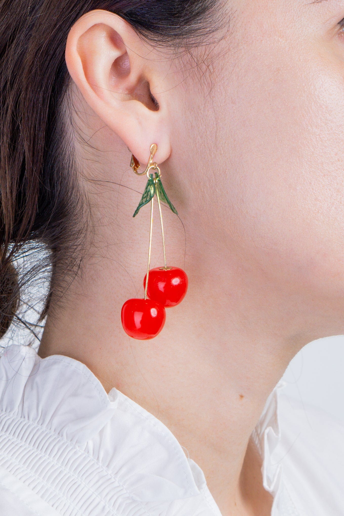 DCD EARRINGS Fashion Red Resin Cherry Clip Earrings