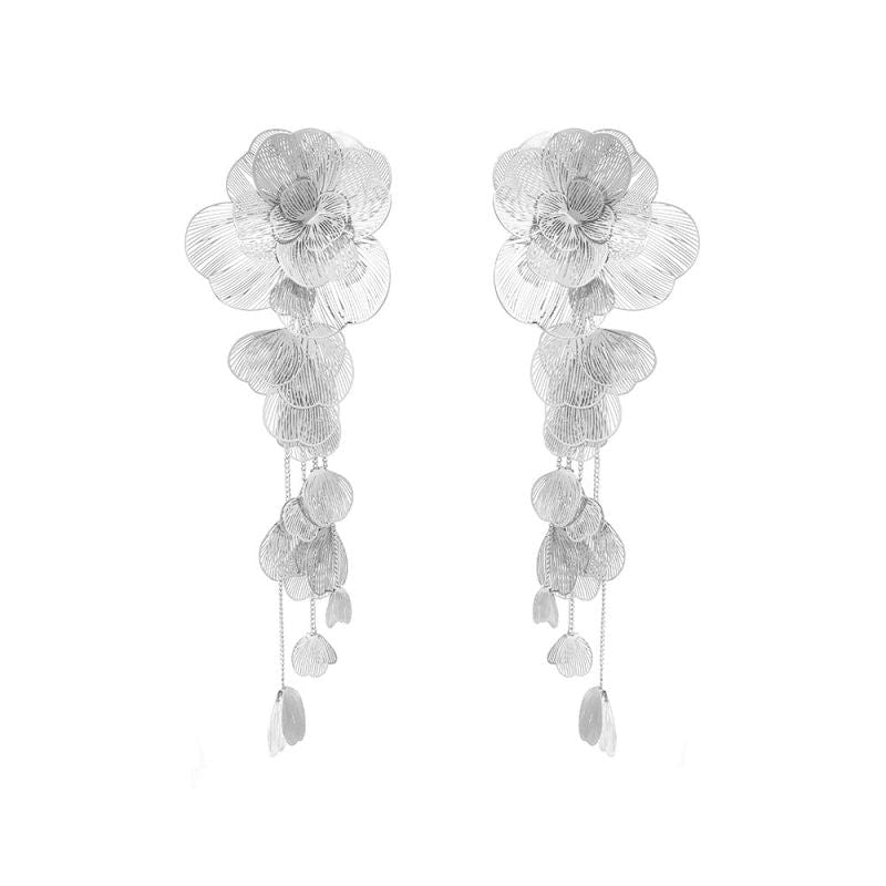 DCD EARRINGS Fashion White K Metal Petal Earrings