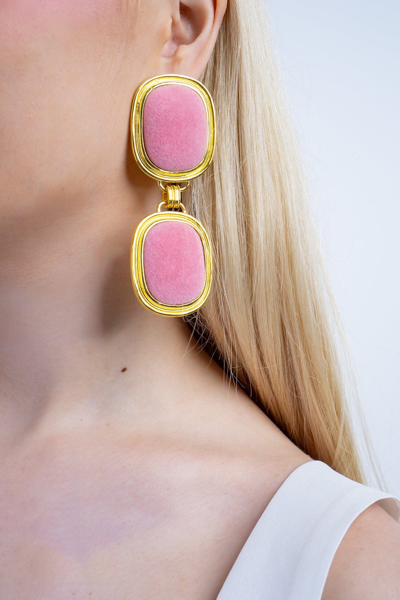 DCD EARRINGS Pink Suede Square Earrings