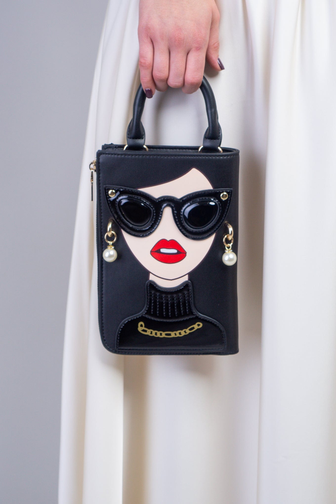 DCD HANDBAGS Black Fashion Girl Pearl Handbag