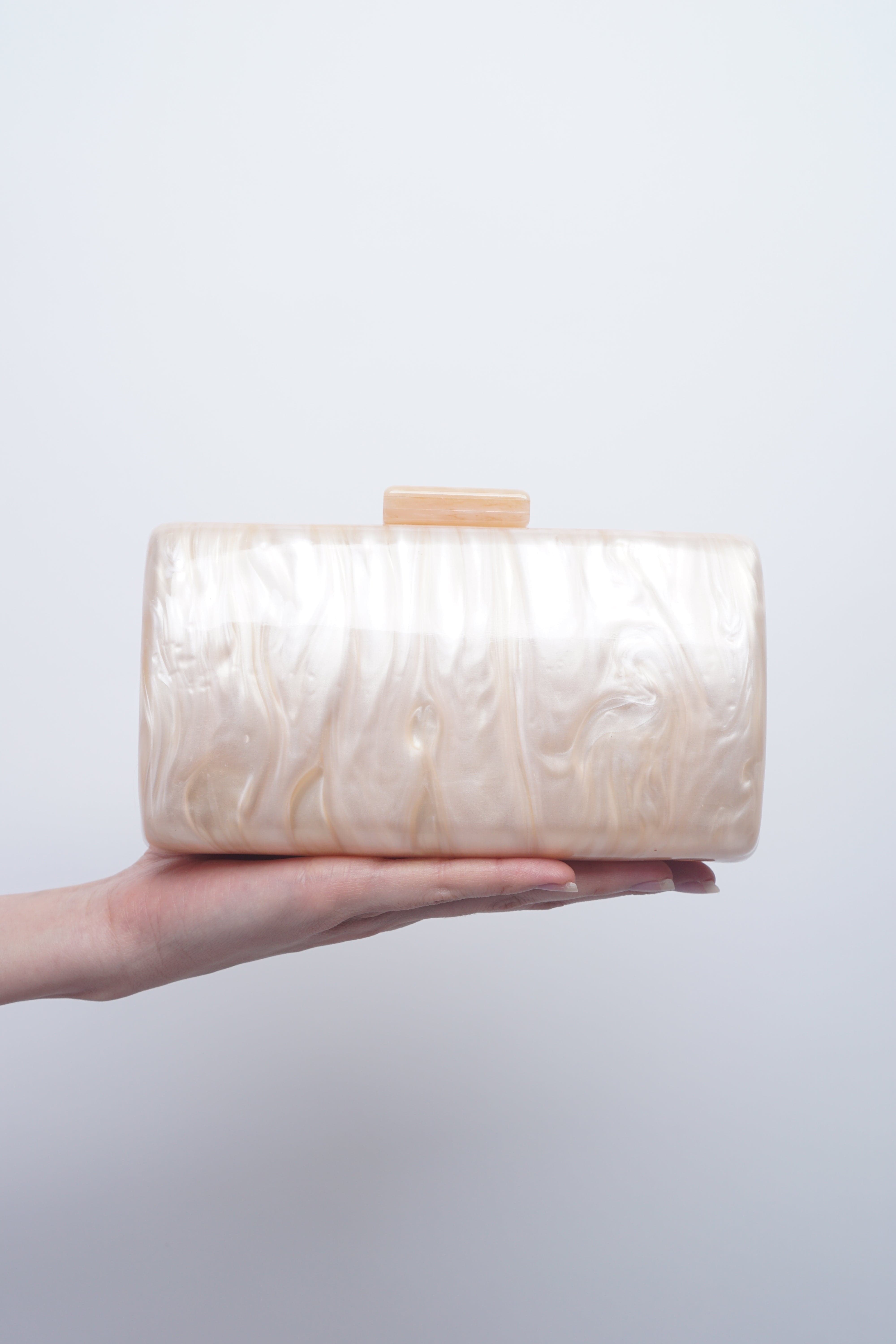 DCD HANDBAGS Champagne Marble Acrylic Clutch