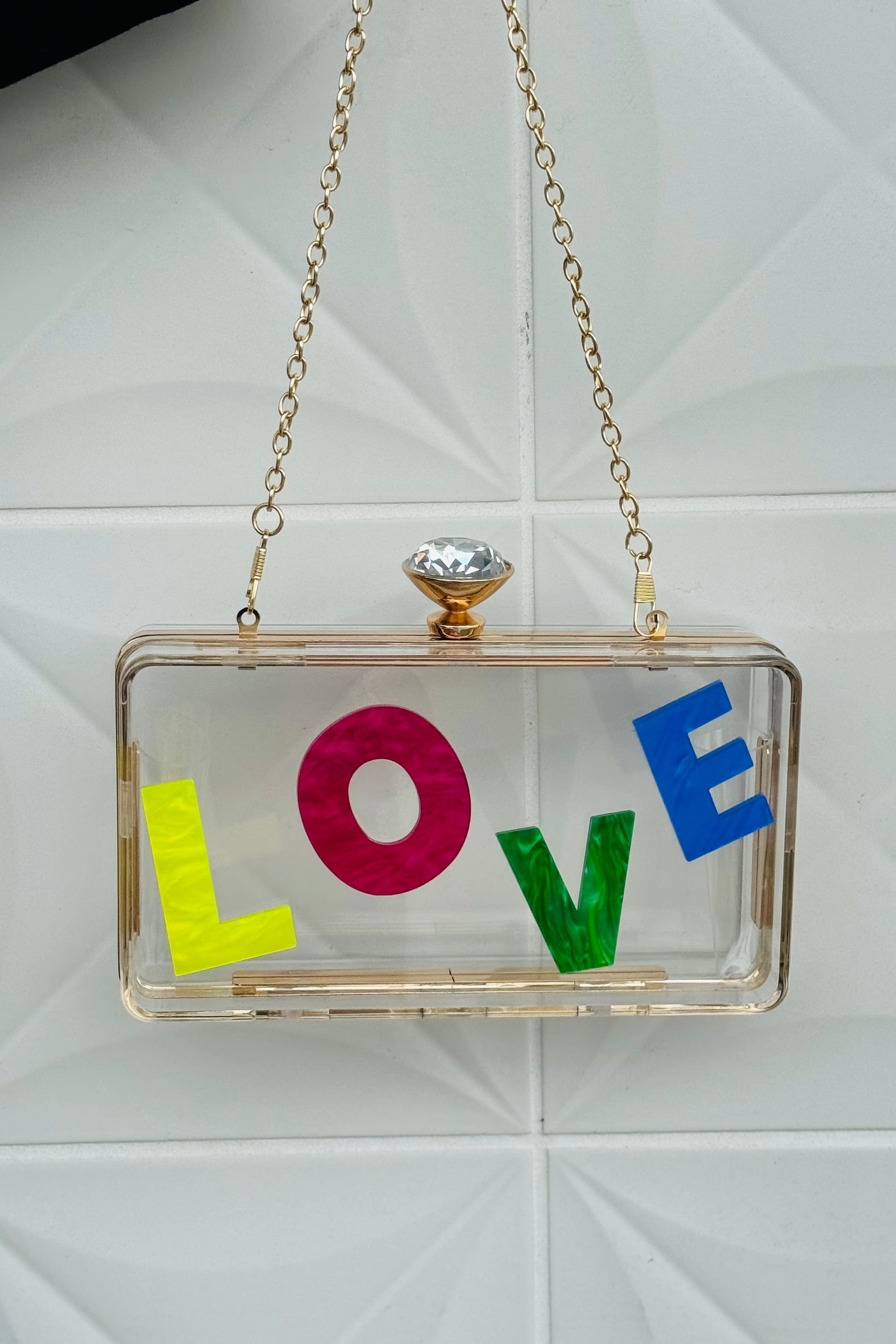 DCD HANDBAGS LOVE Clear Acrylic Clutch