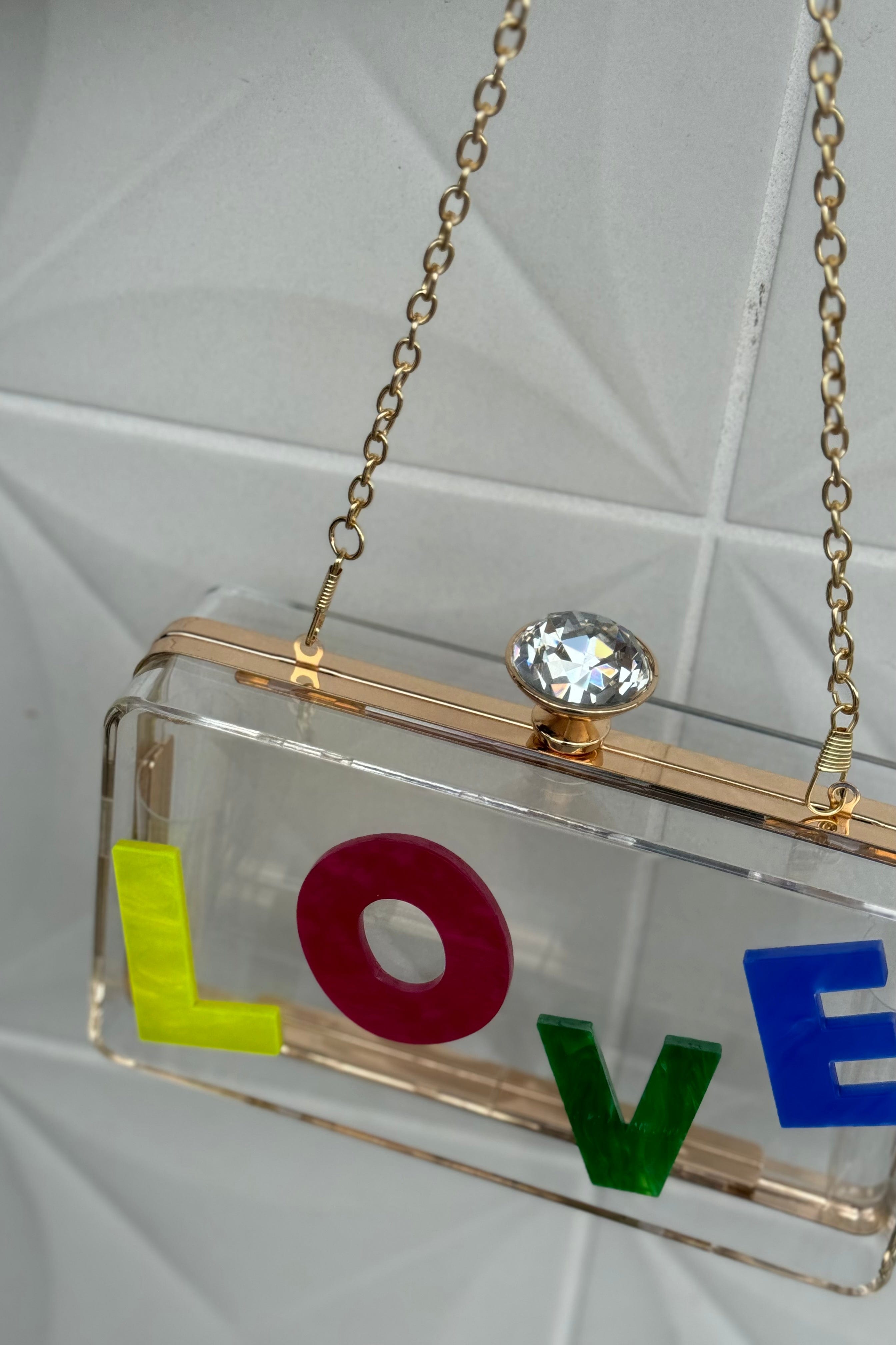 DCD HANDBAGS LOVE Clear Acrylic Clutch