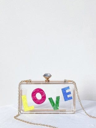 DCD HANDBAGS LOVE Clear Acrylic Clutch