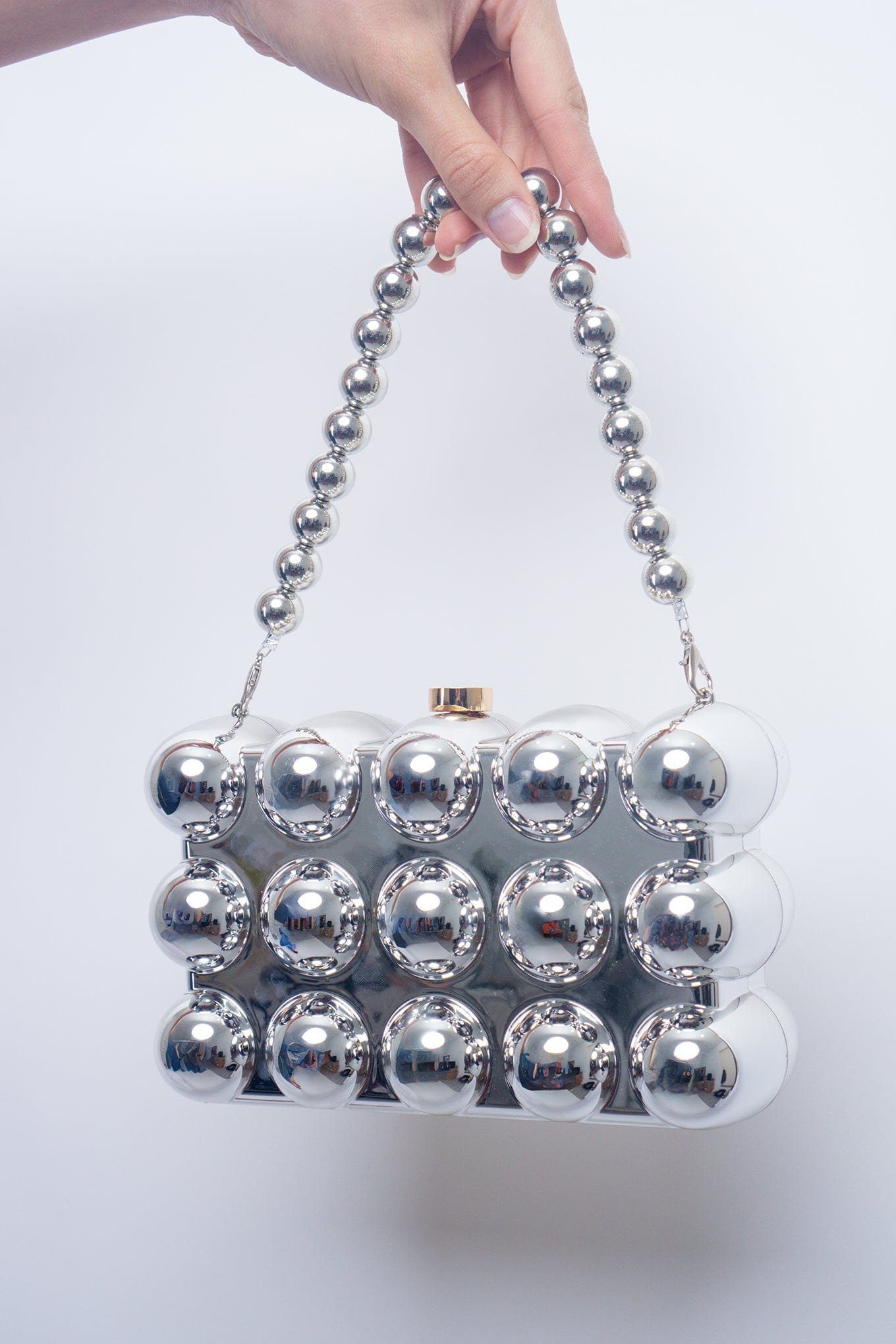 DCD HANDBAGS Silver Bubble Clutch