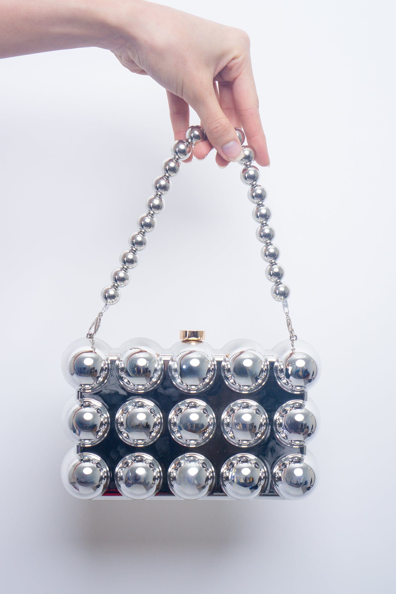 DCD HANDBAGS Silver Bubble Clutch