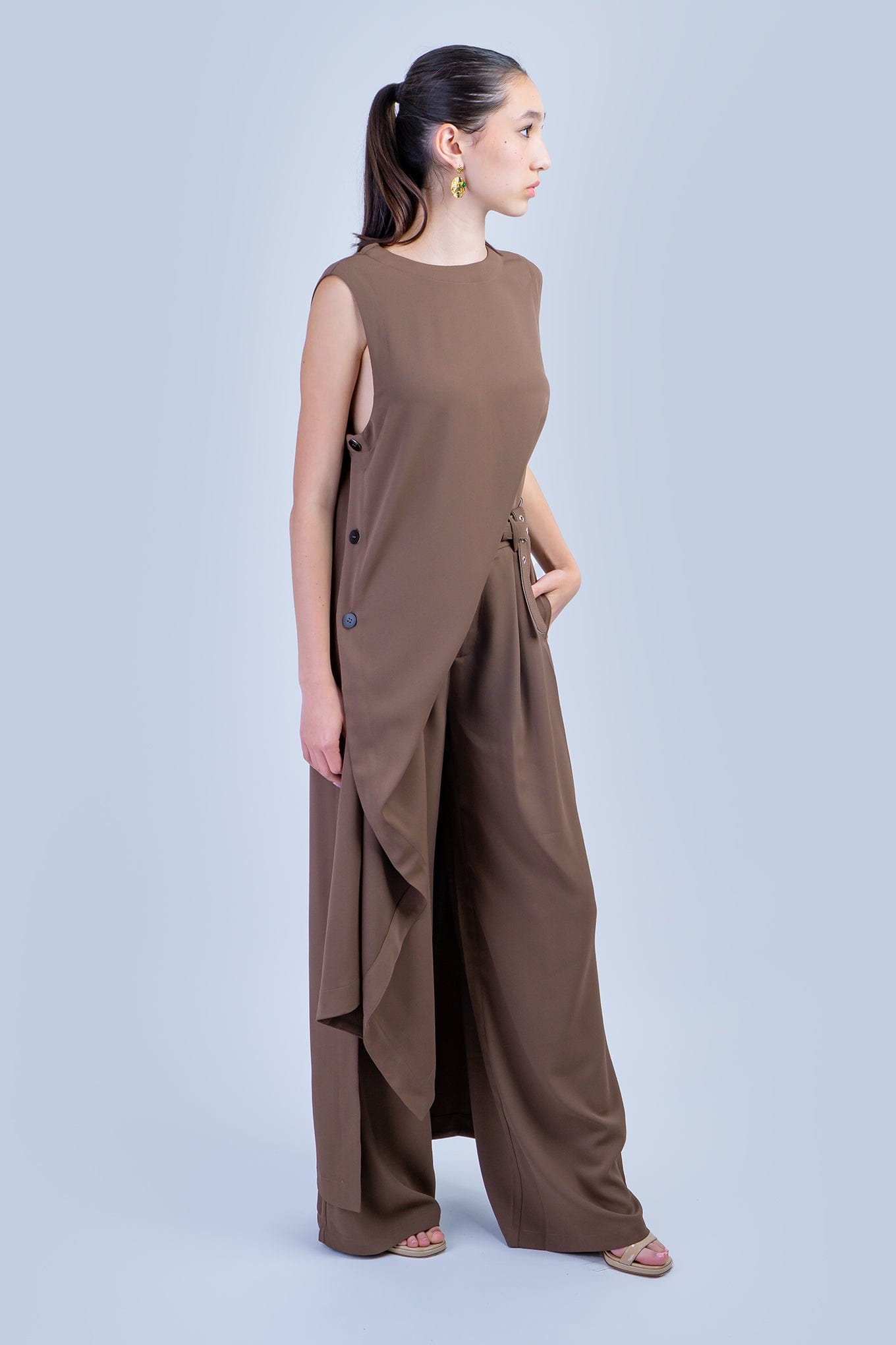 DCD PANTS Brown Pleated Front Trouser