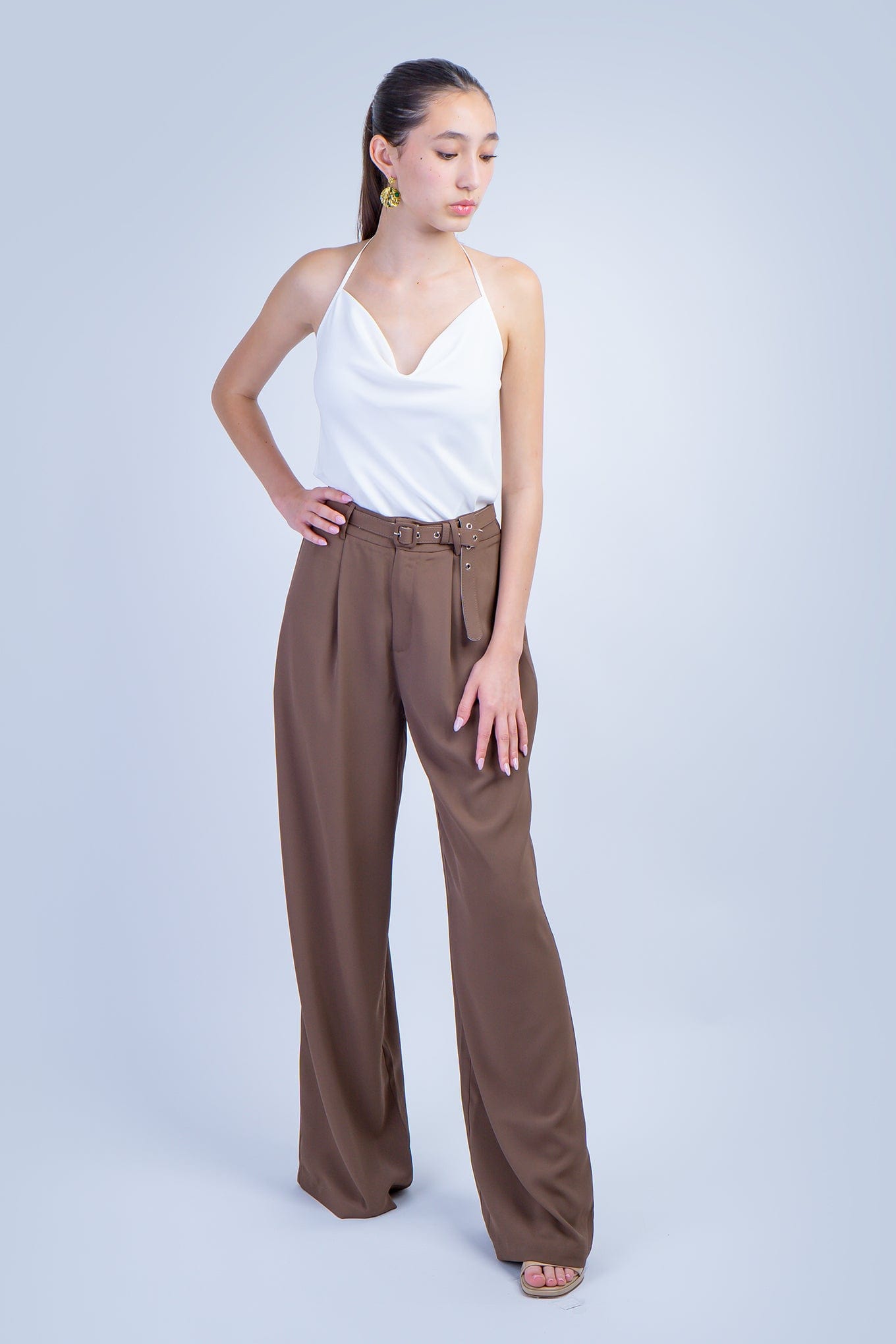 DCD PANTS Brown Pleated Front Trouser