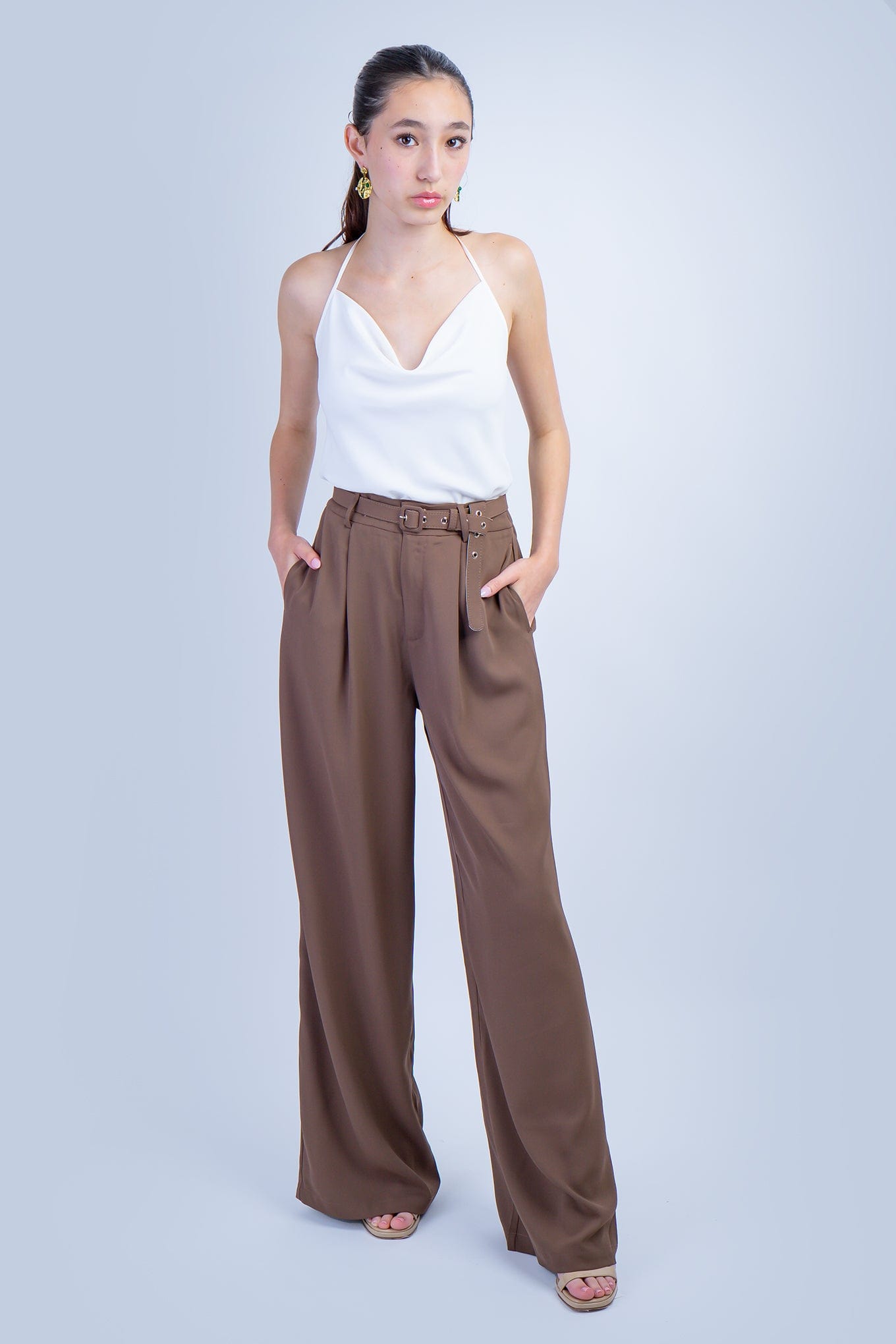 DCD PANTS Brown Pleated Front Trouser