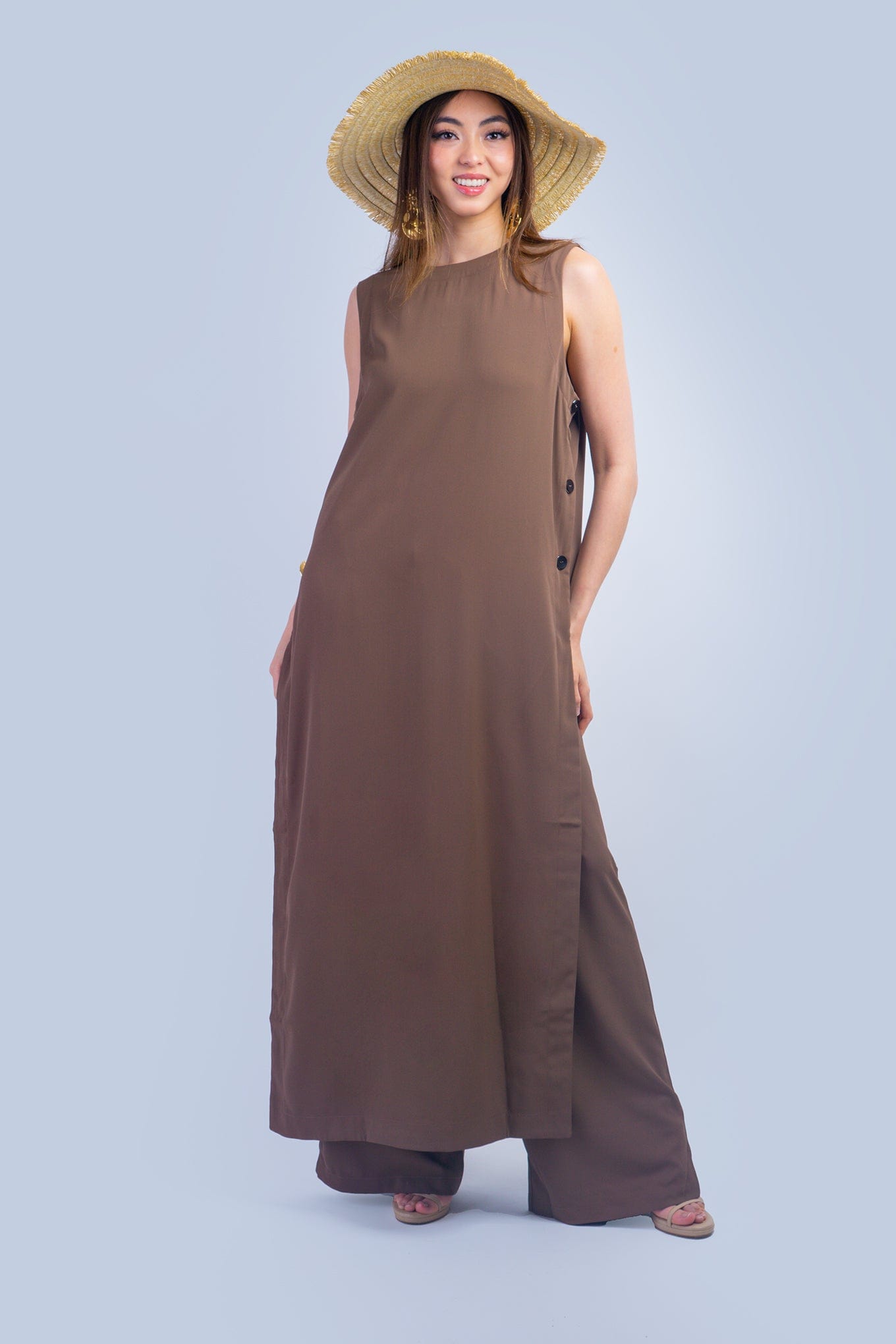 DCD PANTS Brown Sleeveless Long Tunic