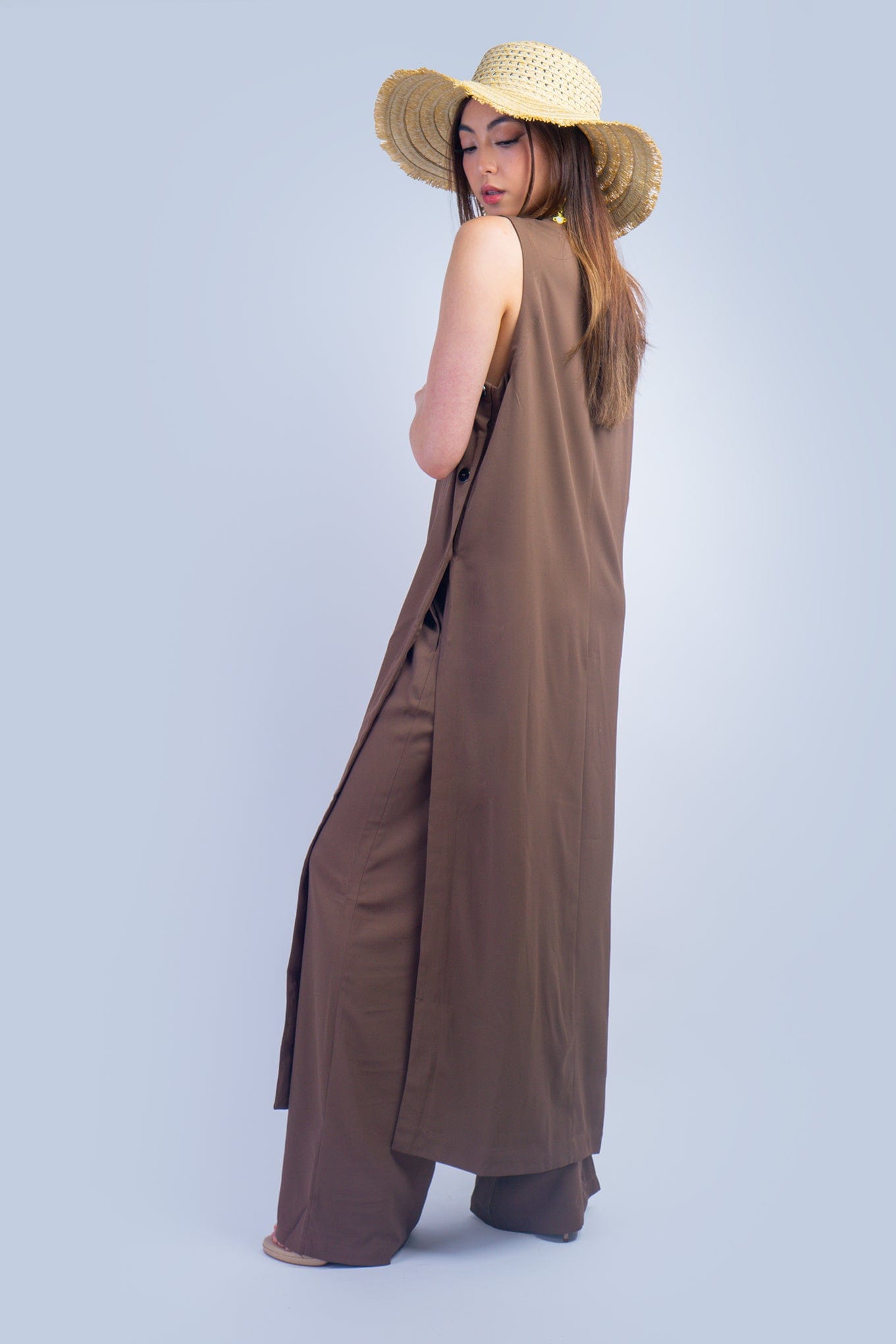 DCD PANTS Brown Sleeveless Long Tunic