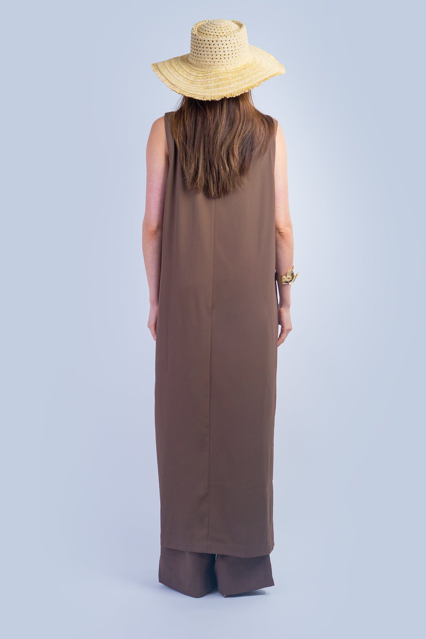 DCD PANTS Brown Sleeveless Long Tunic