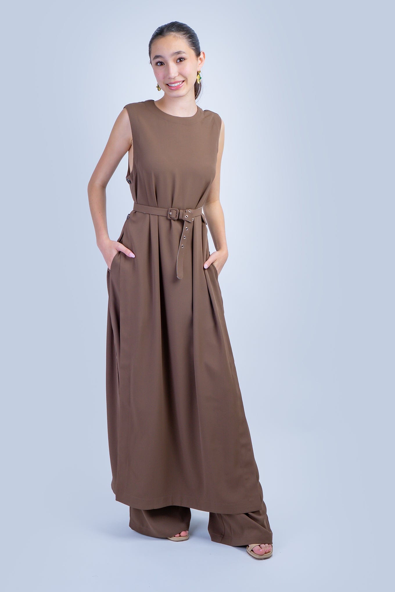 DCD PANTS Brown Sleeveless Long Tunic