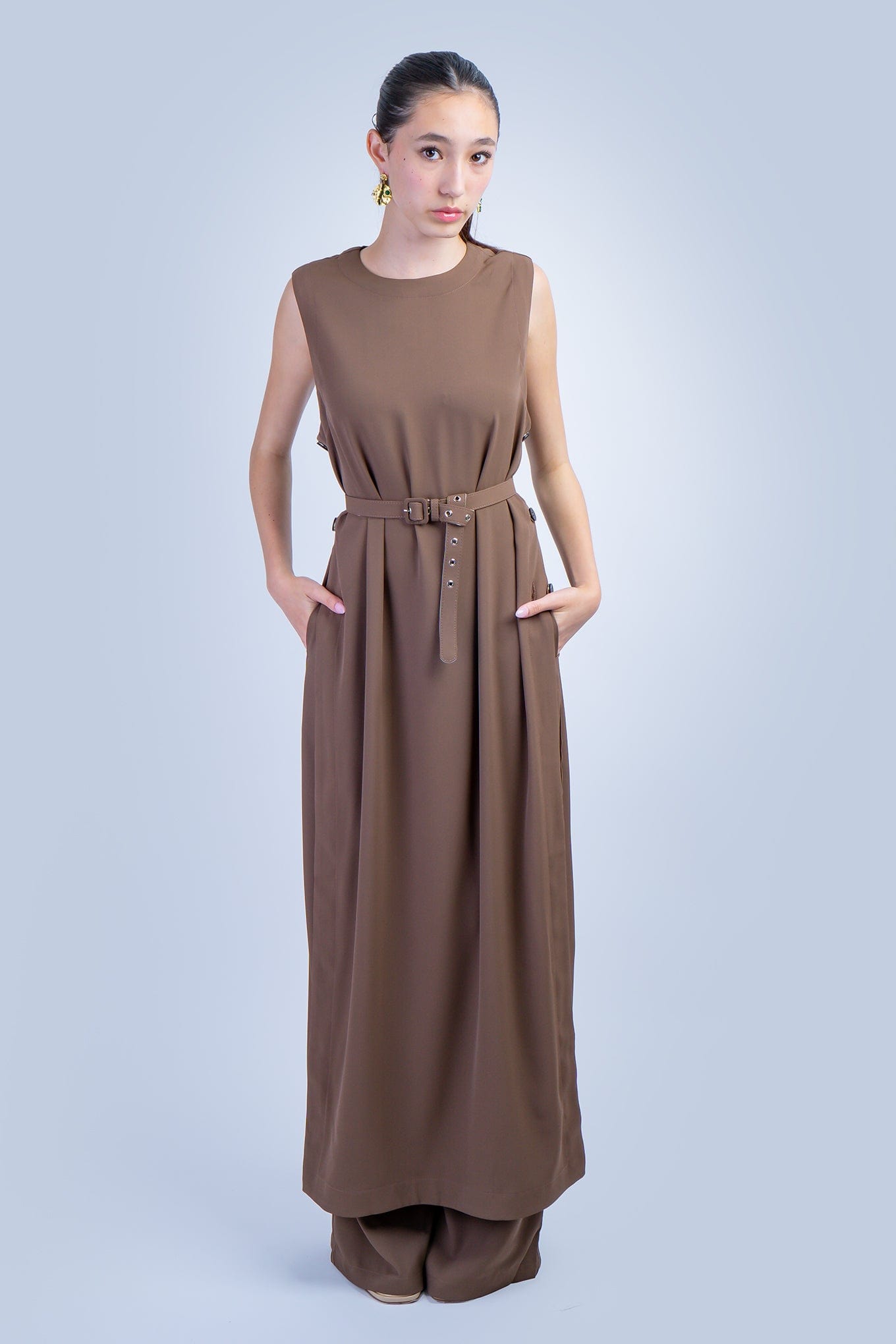 DCD PANTS Brown Sleeveless Long Tunic