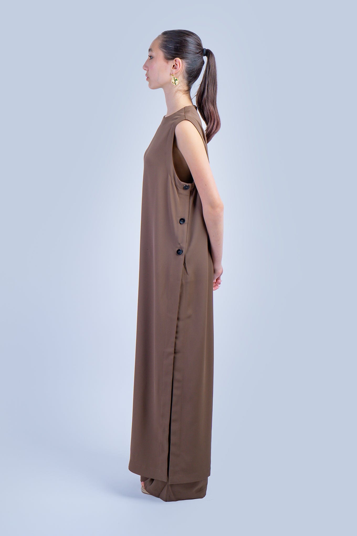 DCD PANTS Brown Sleeveless Long Tunic