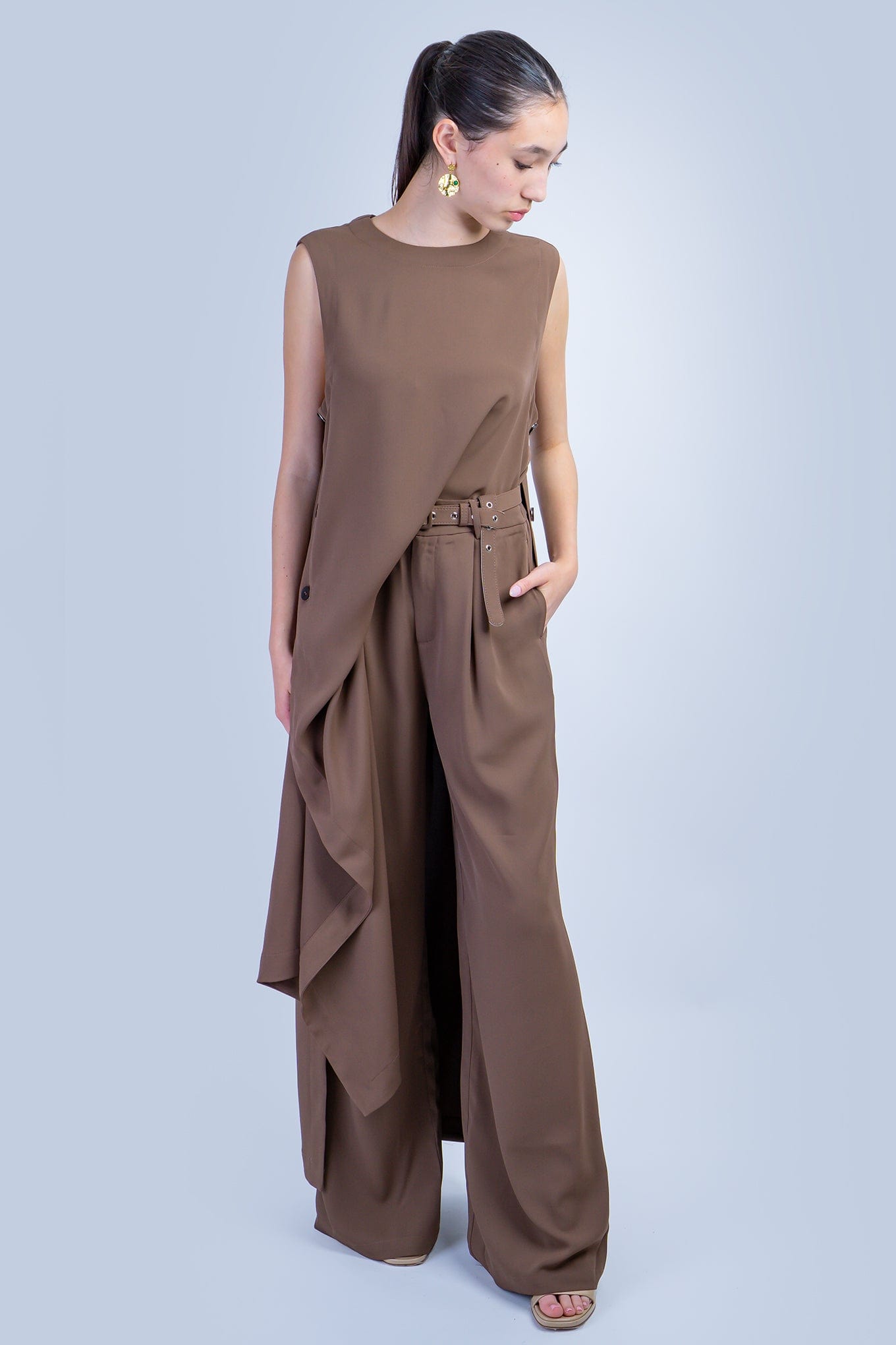 DCD PANTS Brown Sleeveless Long Tunic