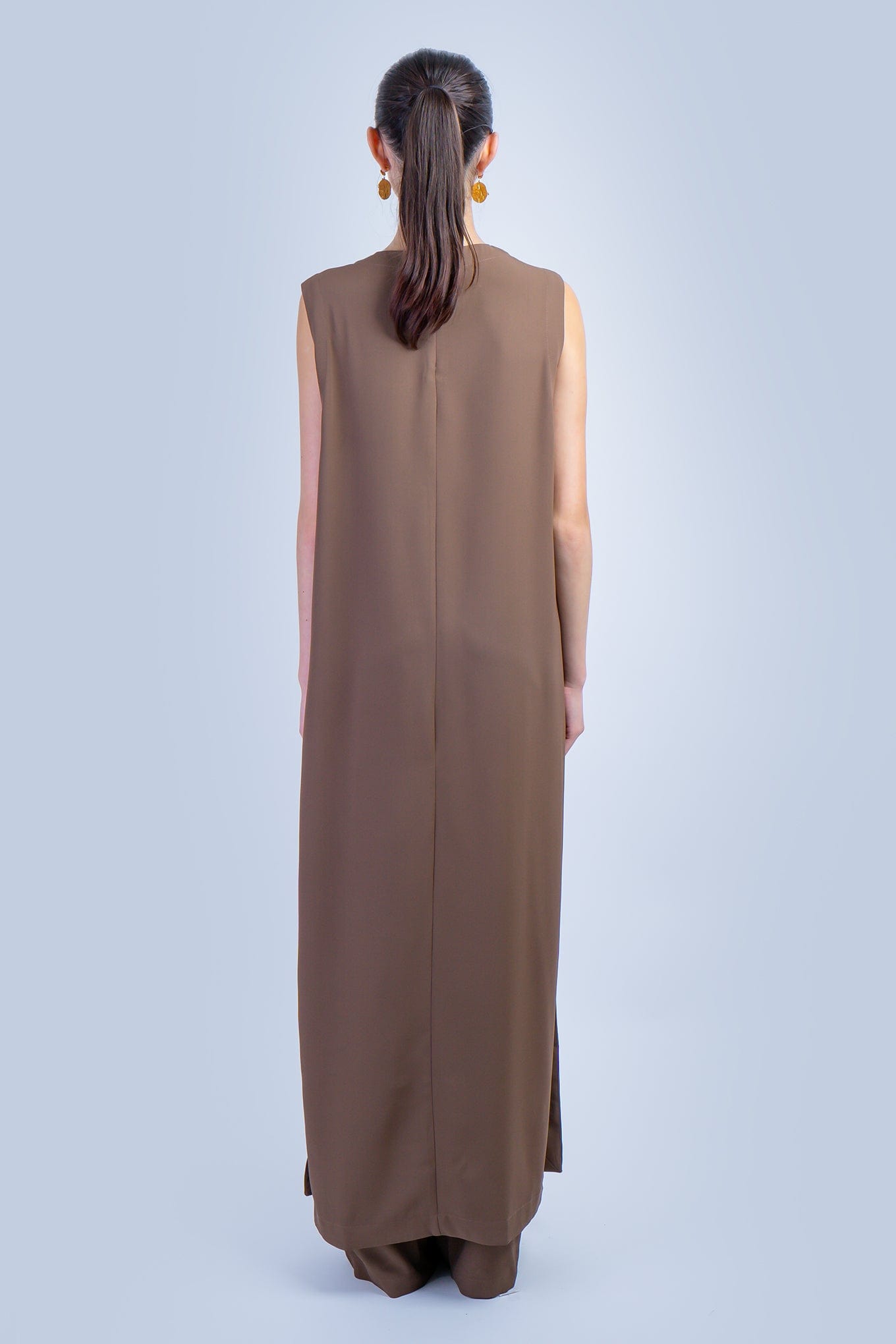 DCD PANTS Brown Sleeveless Long Tunic