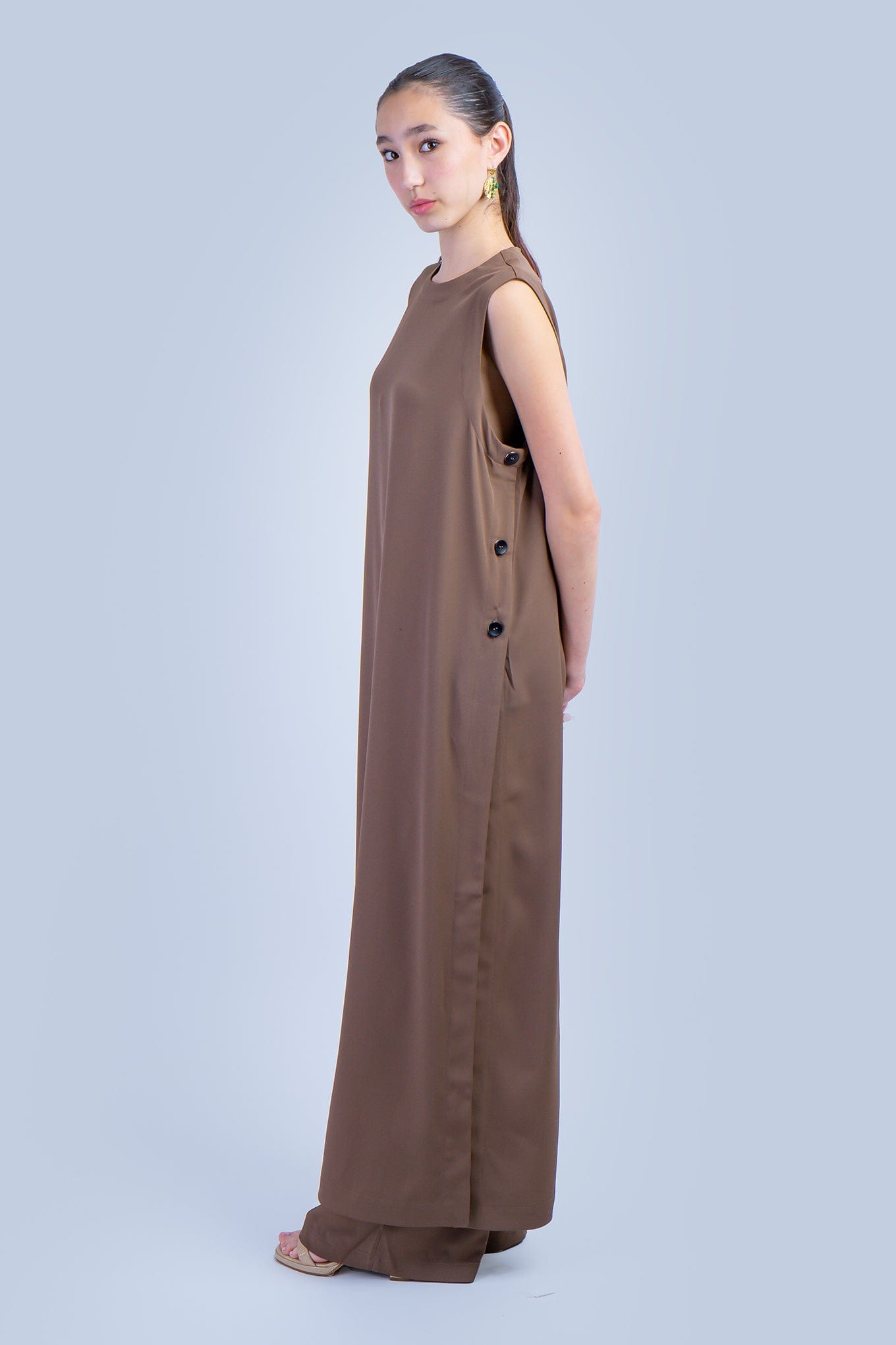 DCD PANTS Brown Sleeveless Long Tunic