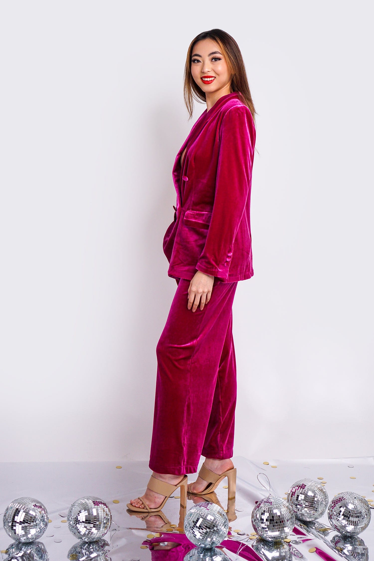 DCD PANTS Magenta Velvet Pants