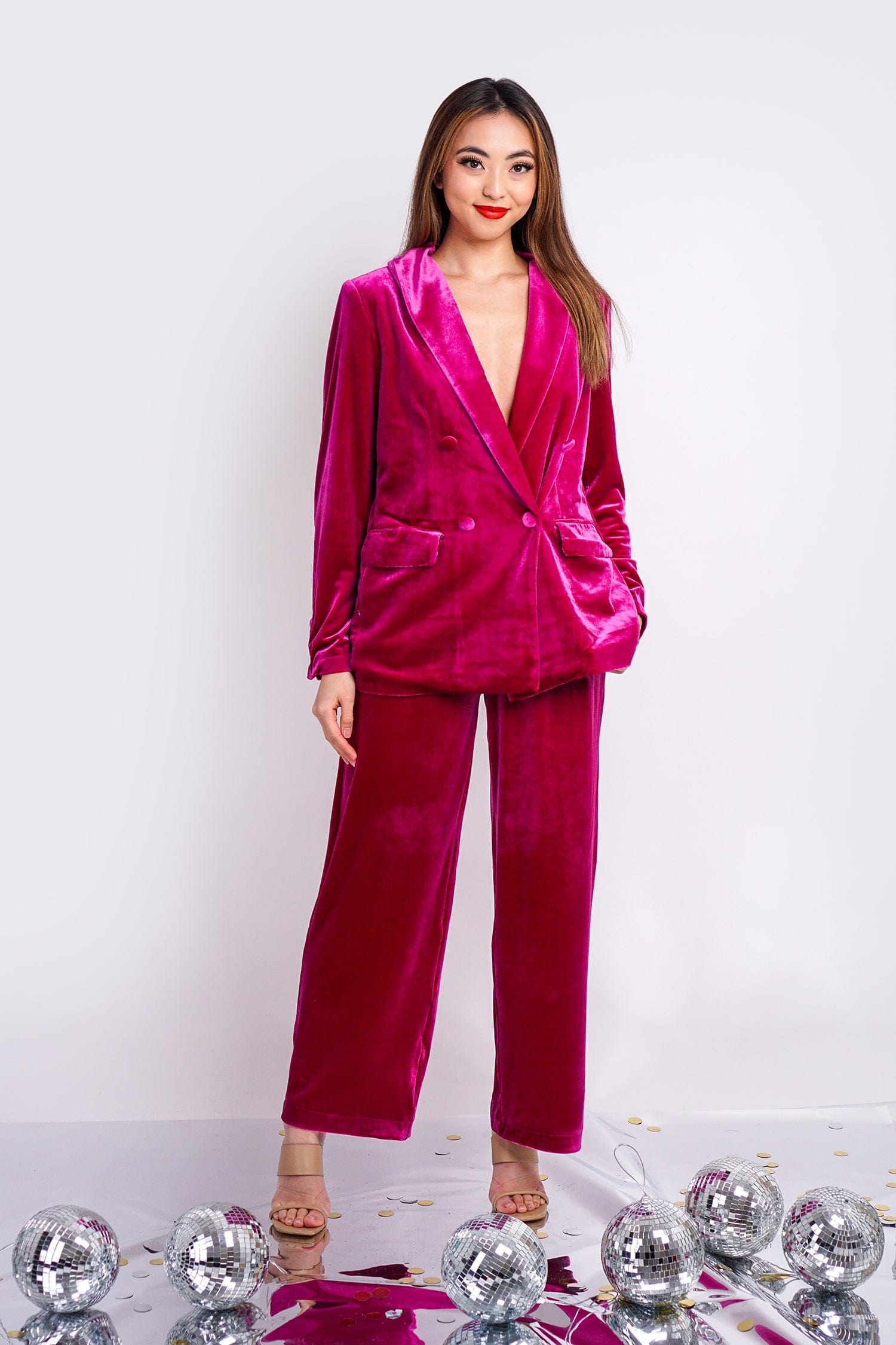 DCD PANTS Magenta Velvet Pants