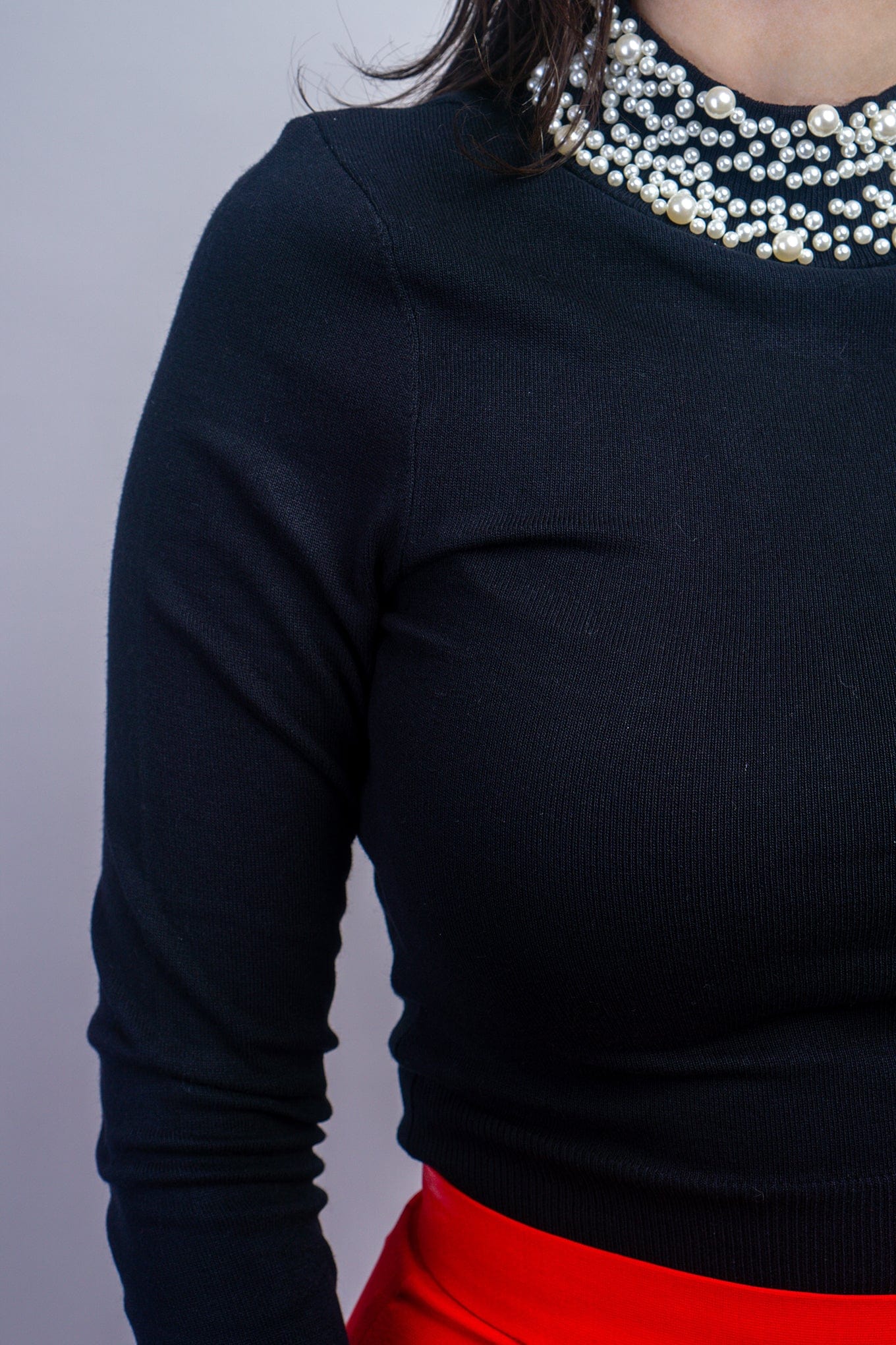 DCD SWEATERS Black Pearl Neck Sweater