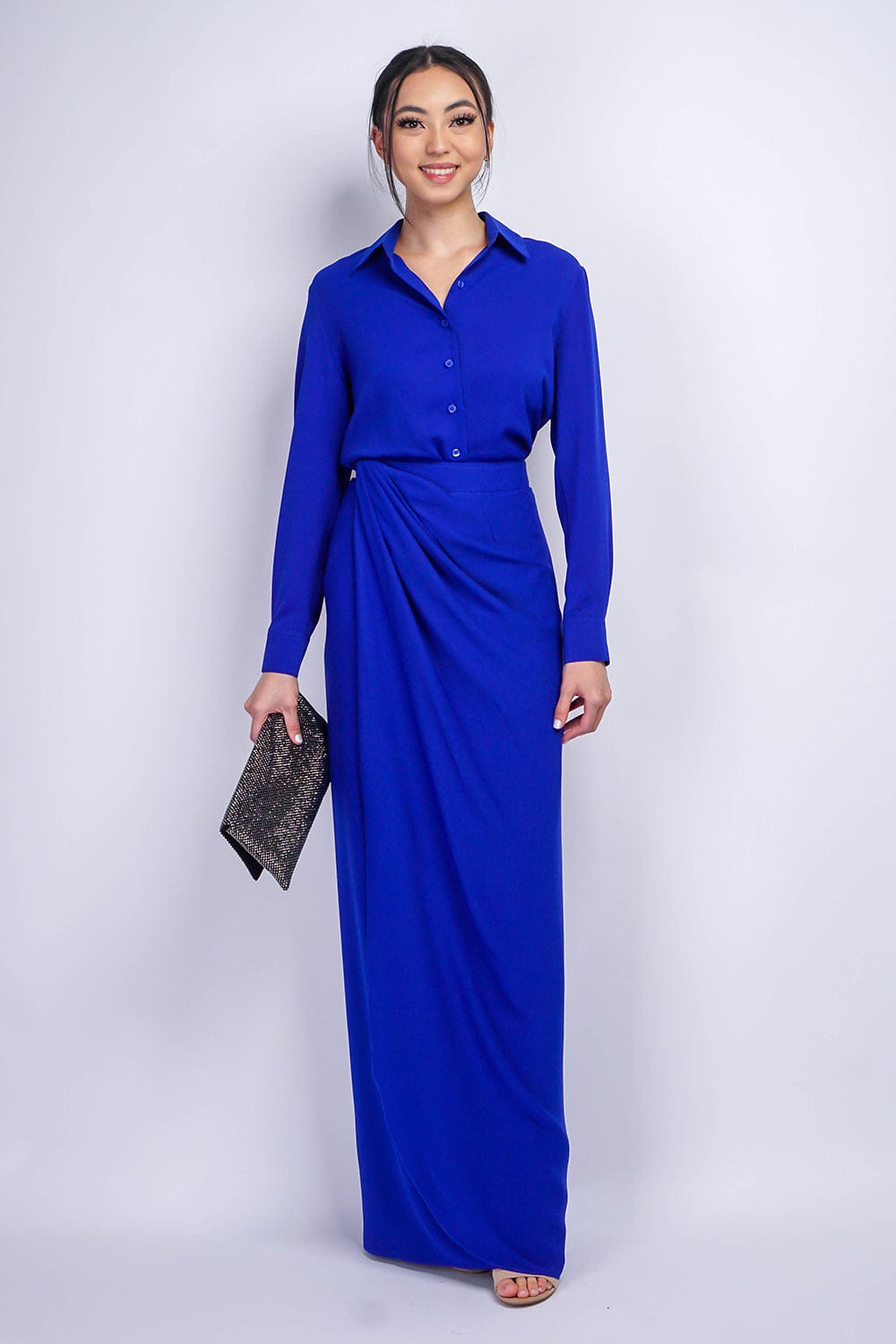 BOTTOMS Cobalt Trixie Wrapped Long Skirt - Chloe Dao