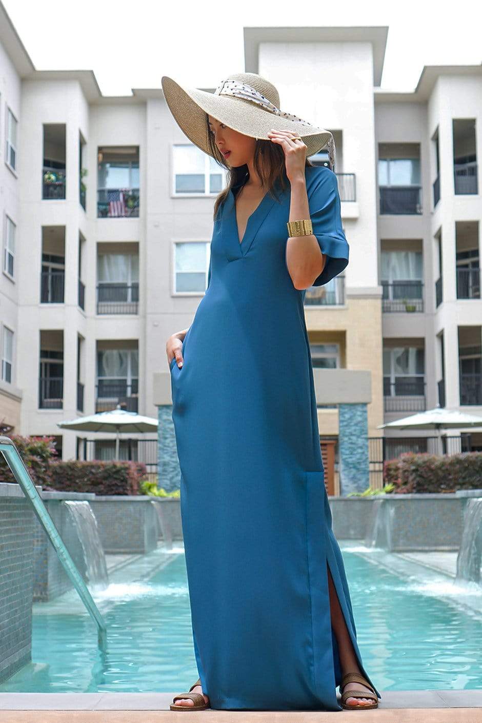 DRESSES Teal Kimono Kiko Maxi Dress - Chloe Dao