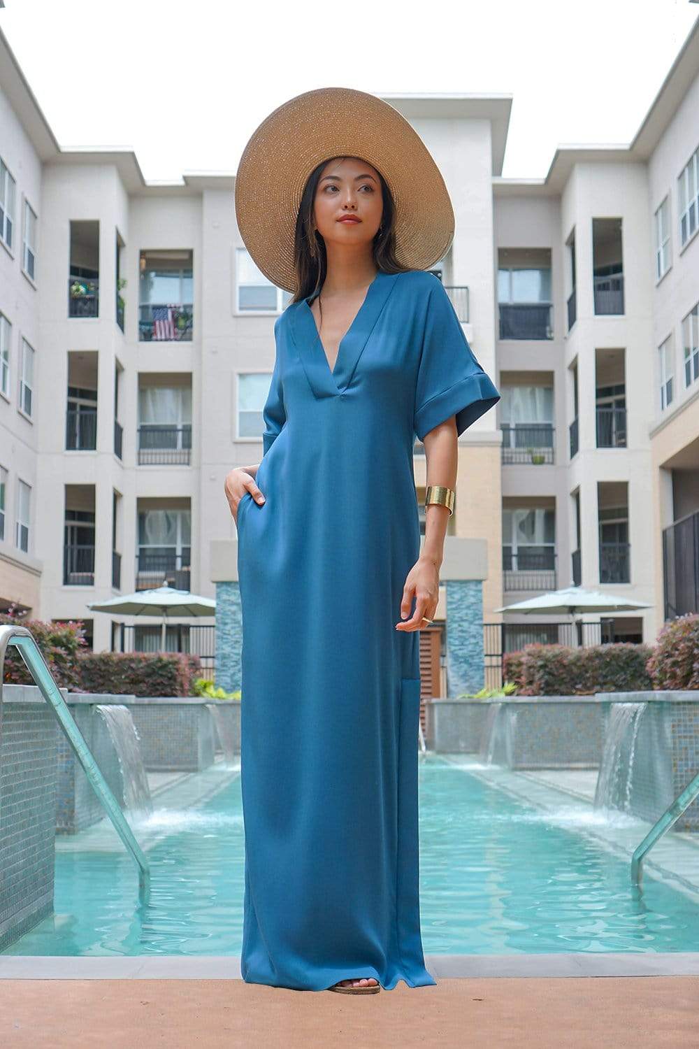 DRESSES Teal Kimono Kiko Maxi Dress - Chloe Dao