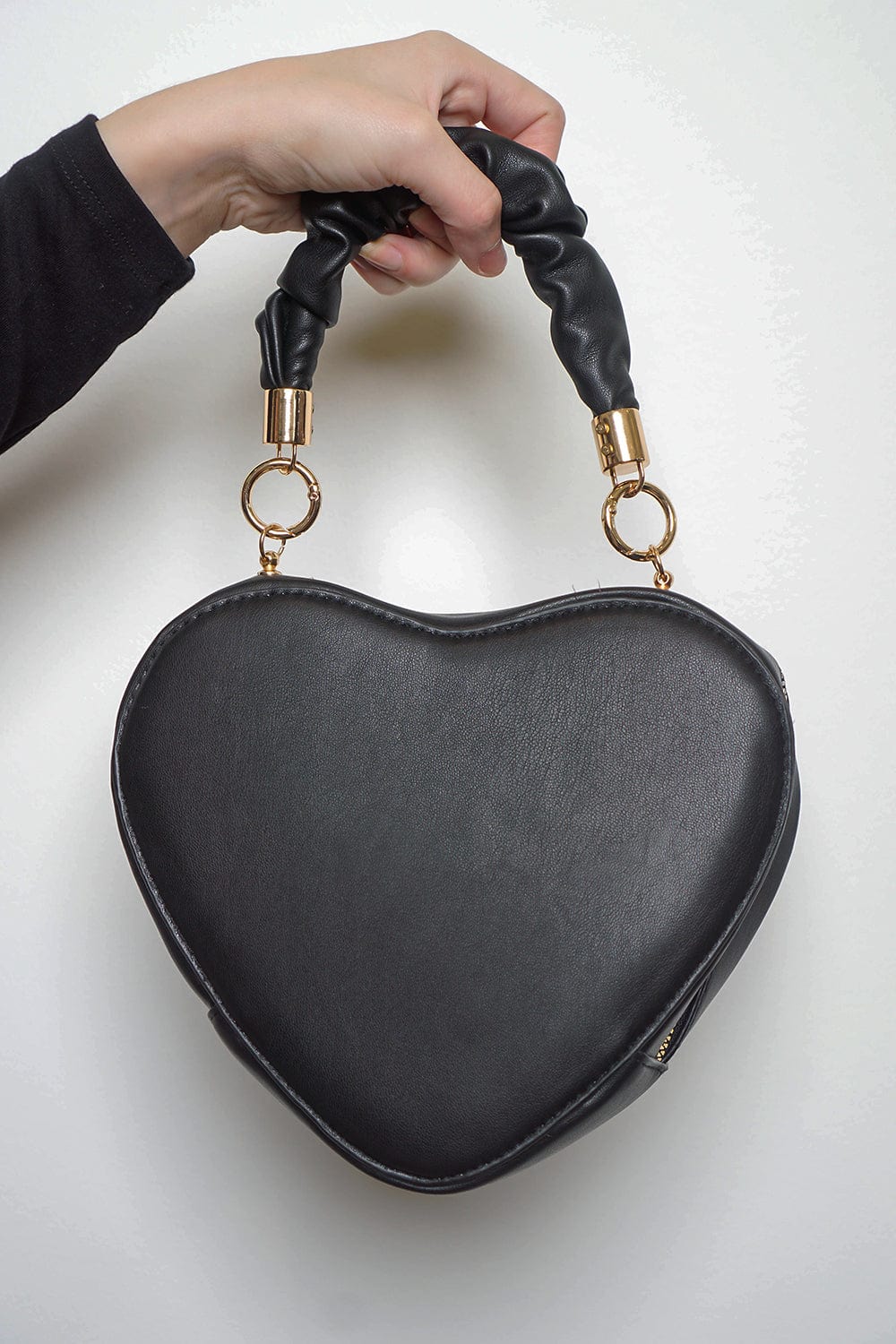 Leather Heart Shaped Bag, Black